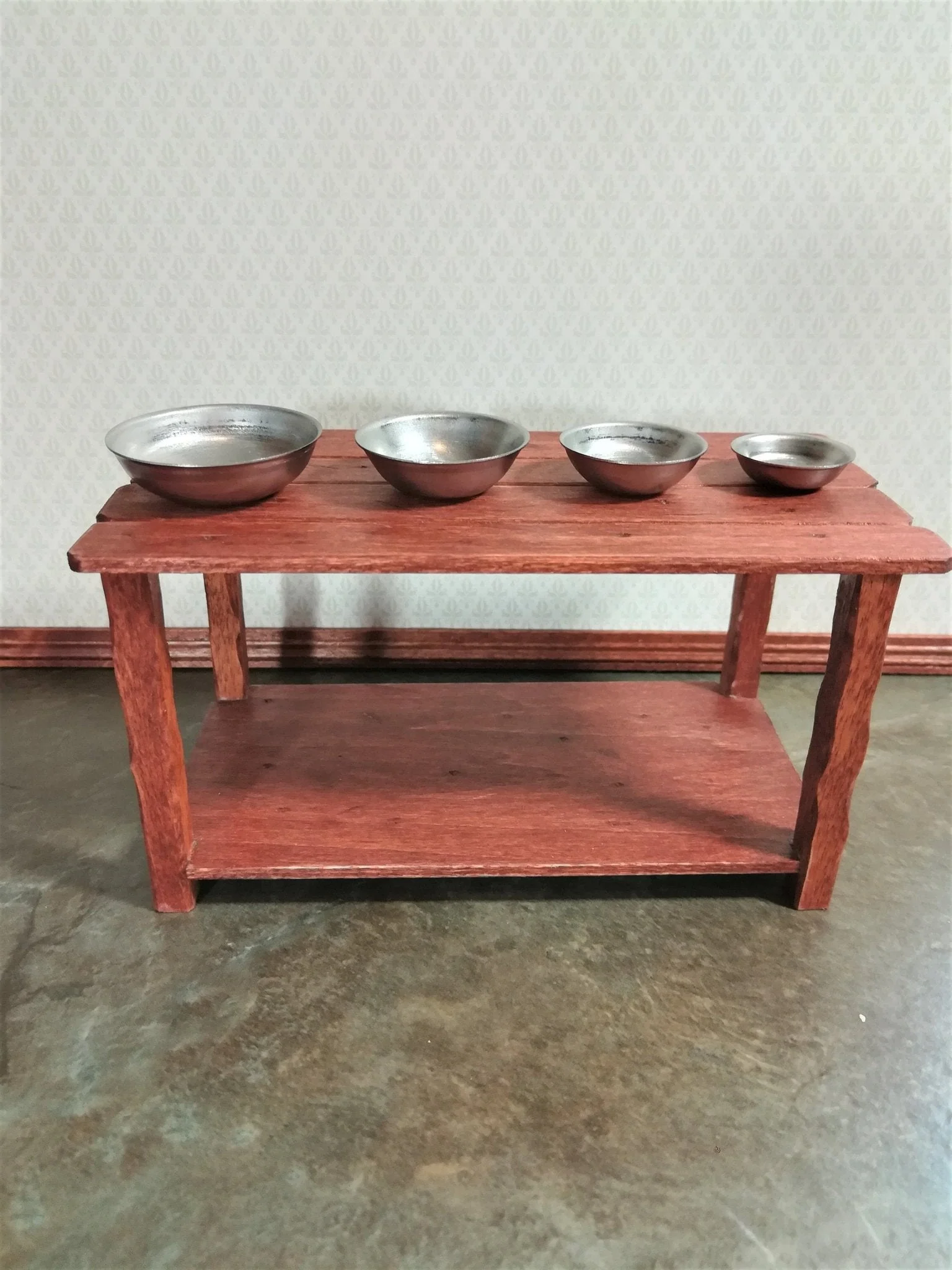 Dollhouse Miniature Kitchen Metal Stacking Mixing Bowls 1:12 Scale Set of 4