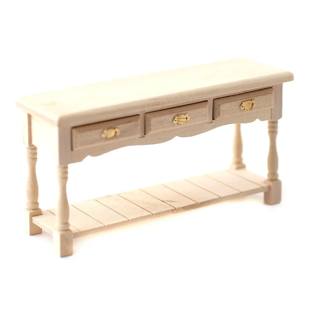 Dollhouse Miniature Kitchen Side Board Buffet with Pot Shelf Unfinished 1:12 Scale