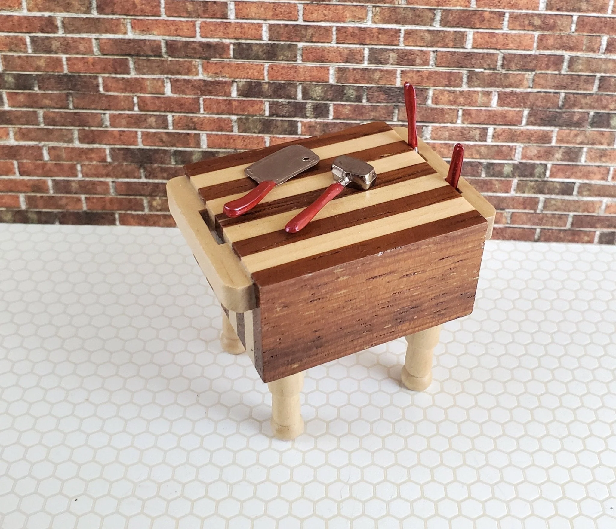 Dollhouse Miniature Knife Cleaver Meat Mallet Kitchen Tools for Butcher Block 1:12 Scale - Image 4