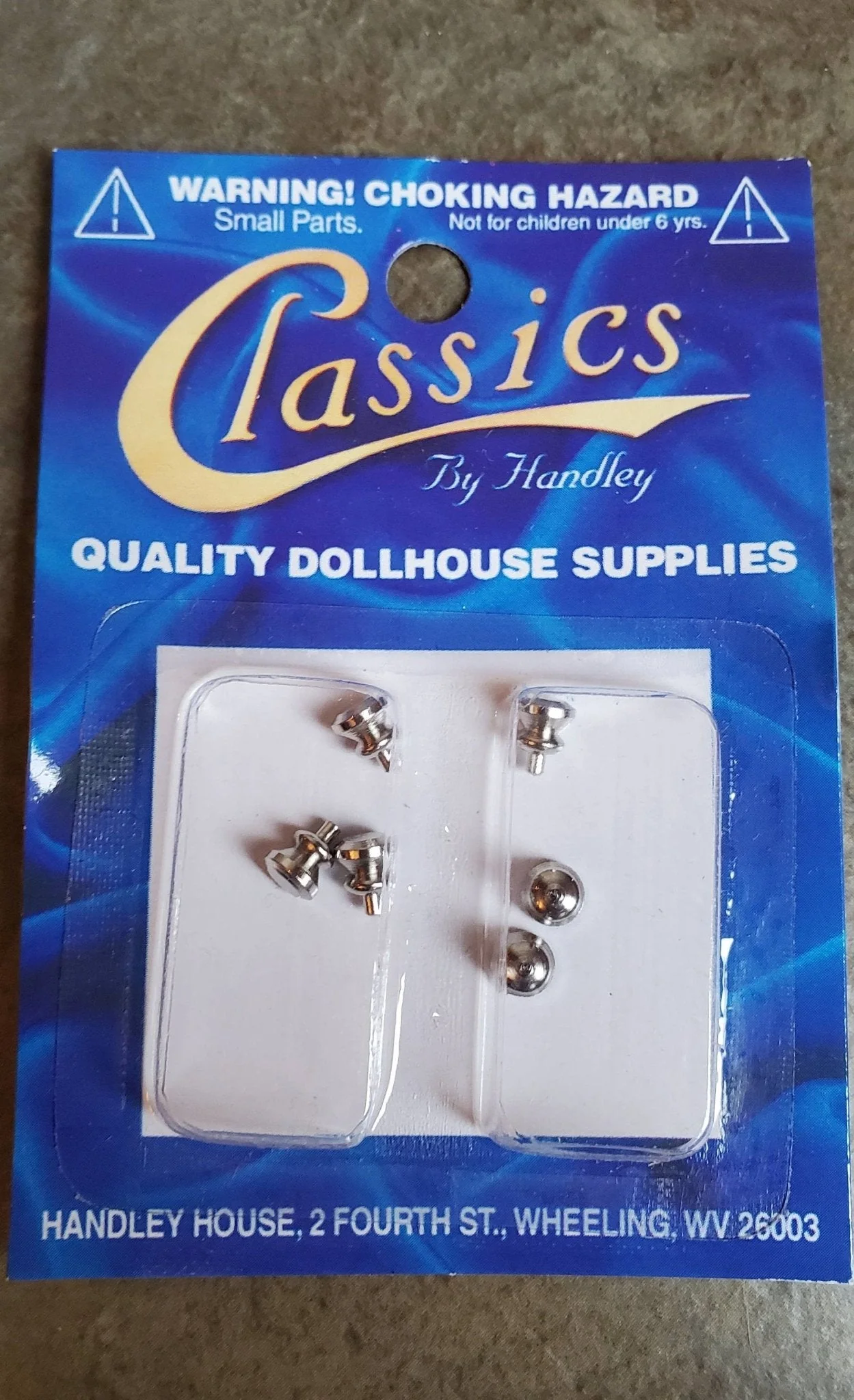 Dollhouse Miniature Knobs Silver Nickel for Door or Drawer Pulls x6 1:12 Scale Modern