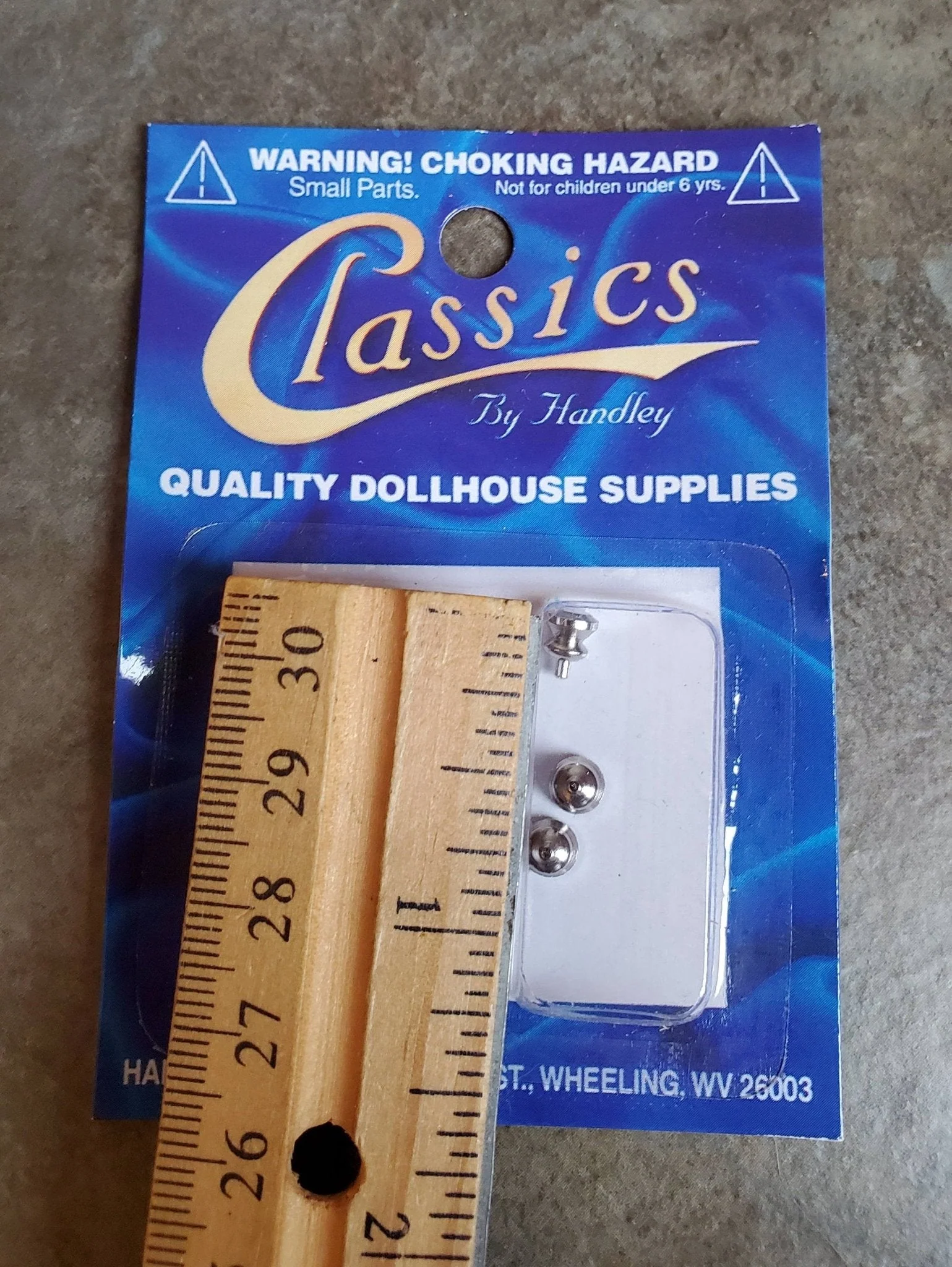 Dollhouse Miniature Knobs Silver Nickel for Door or Drawer Pulls x6 1:12 Scale Modern - Image 2