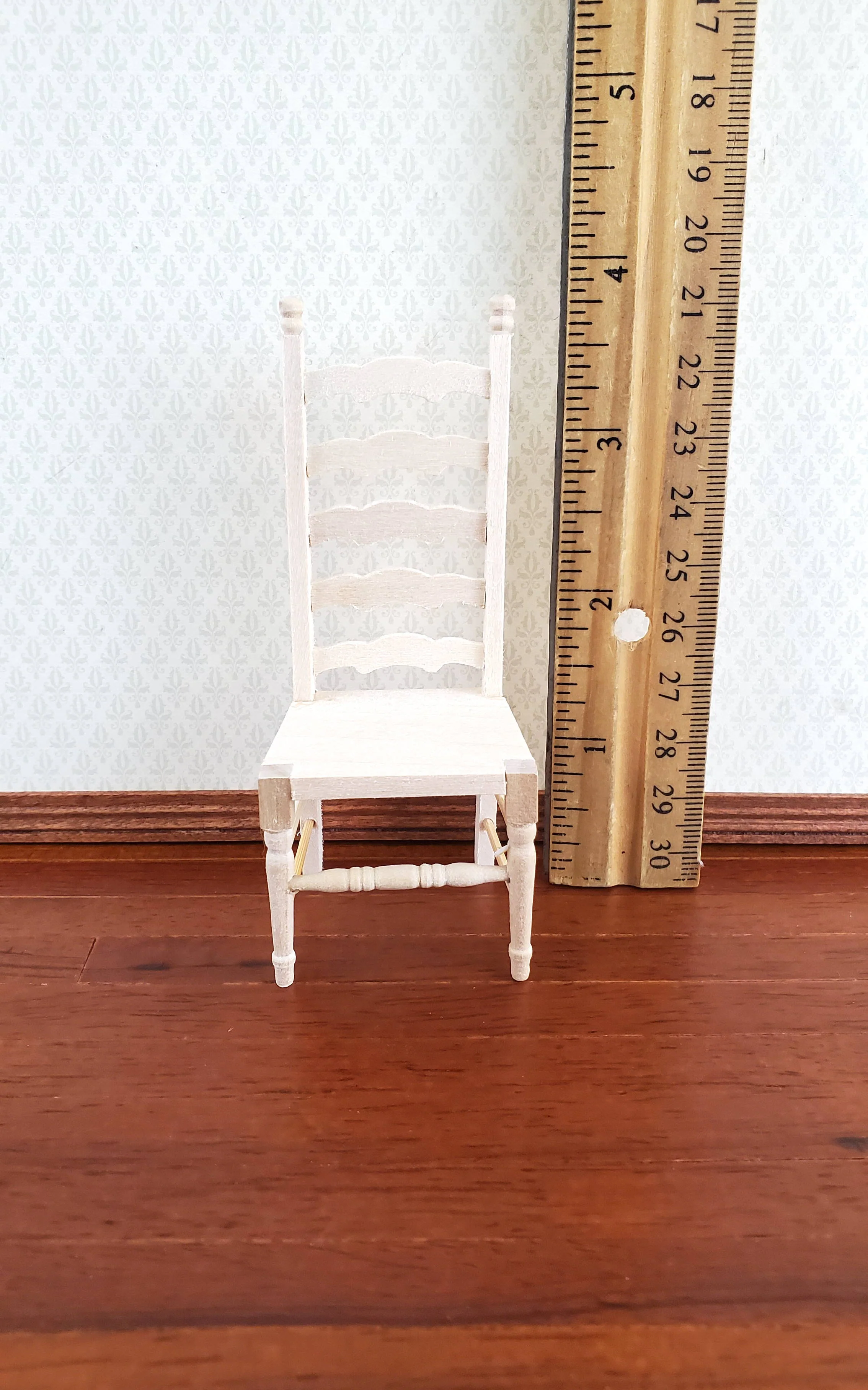 Dollhouse Ladderback Chair Unpainted for Kitchen or Dining Room 1:12 Scale - Image 3
