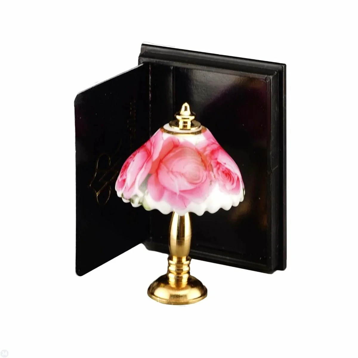 Dollhouse Miniature Lamp Non-Working Rose Pattern Reutter Porcelain 1:12 Scale