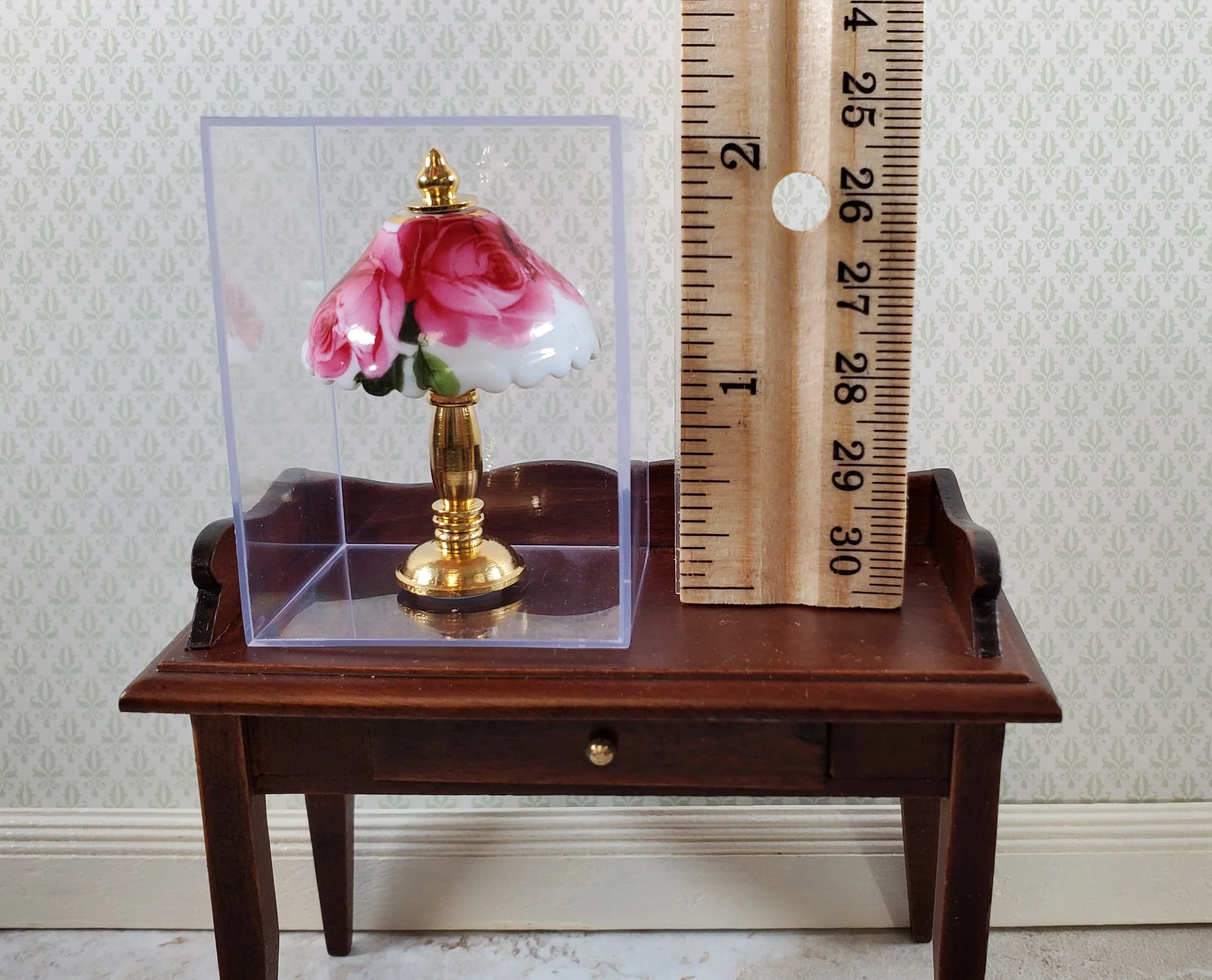 Dollhouse Miniature Lamp Non-Working Rose Pattern Reutter Porcelain 1:12 Scale - Image 5