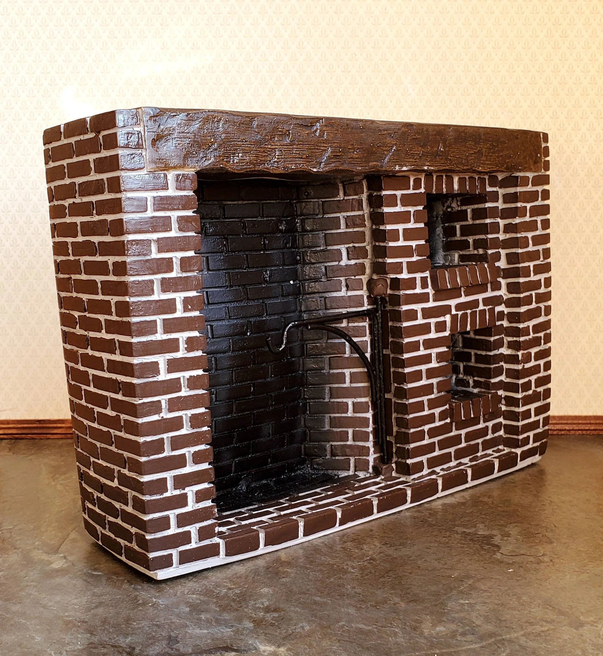 Dollhouse Large Brick Fireplace Brick Walk-In Style Colonial 1:12 Scale - Image 2