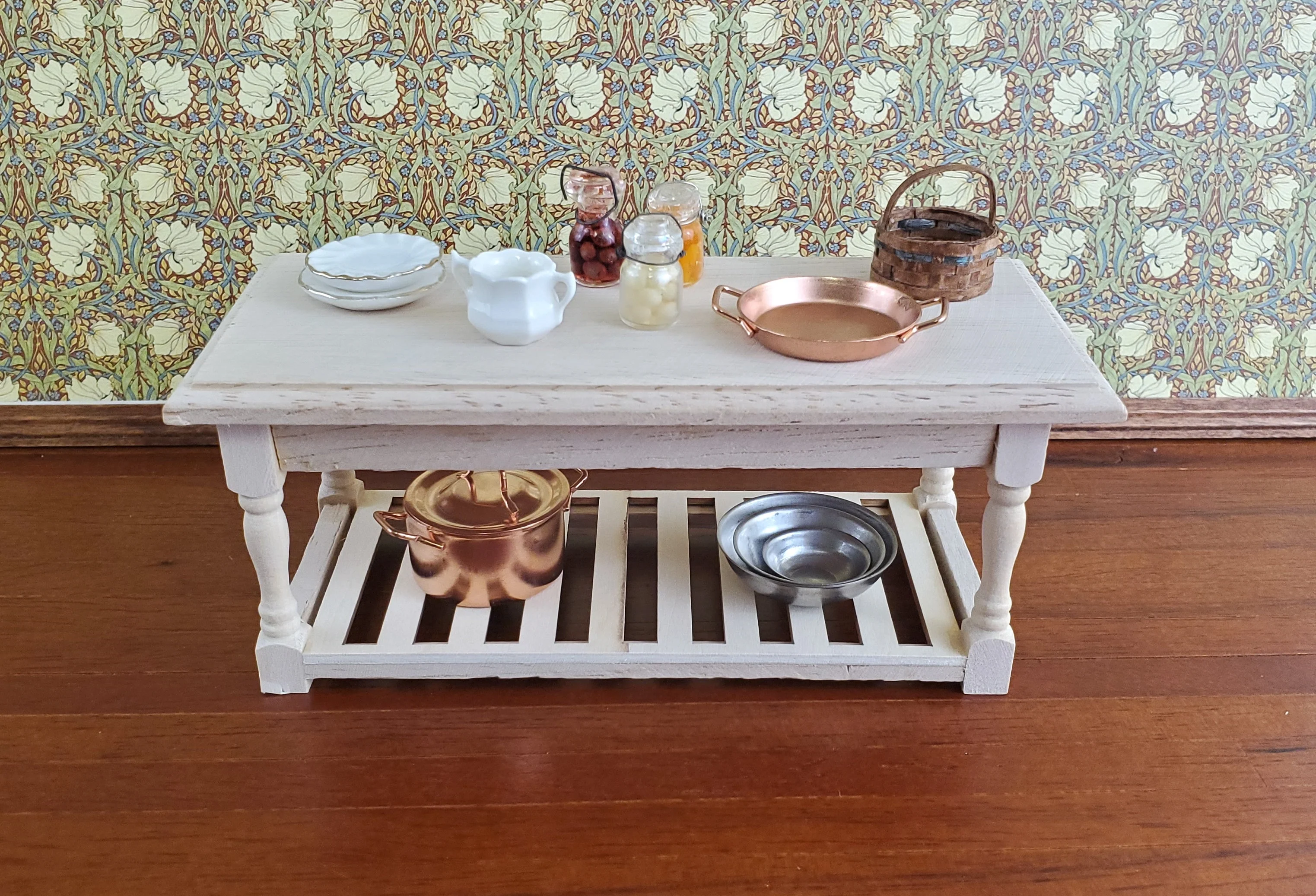 Dollhouse Miniature Large Kitchen Prep Table 1:12 Scale Unfinished Furniture - Image 4