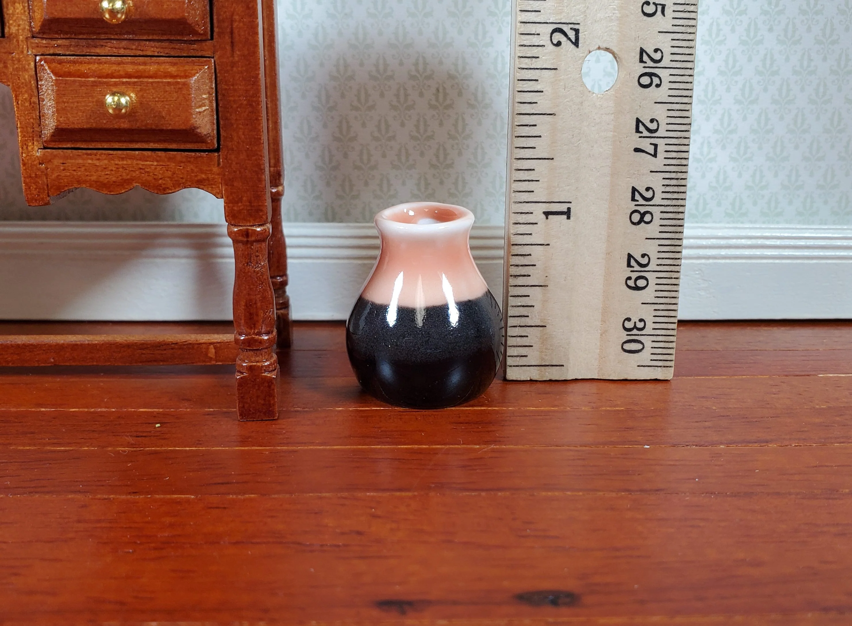 Dollhouse Miniature Large Orange & Black Floor Vase 1:12 Scale Miniature - Image 3