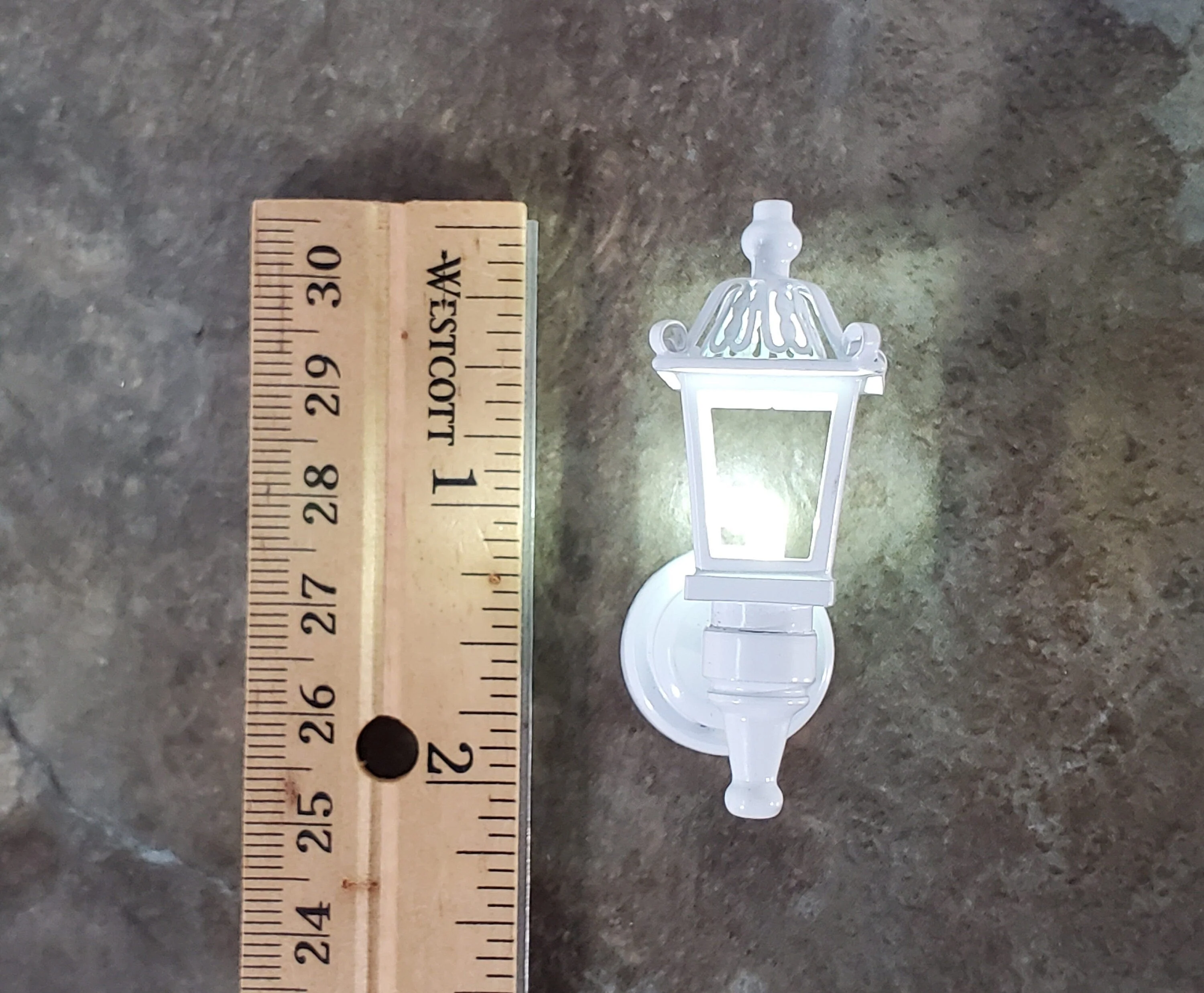 Dollhouse Miniature Battery Light Coach Lamp White Metal Large 2" 1:12 Scale - Image 5
