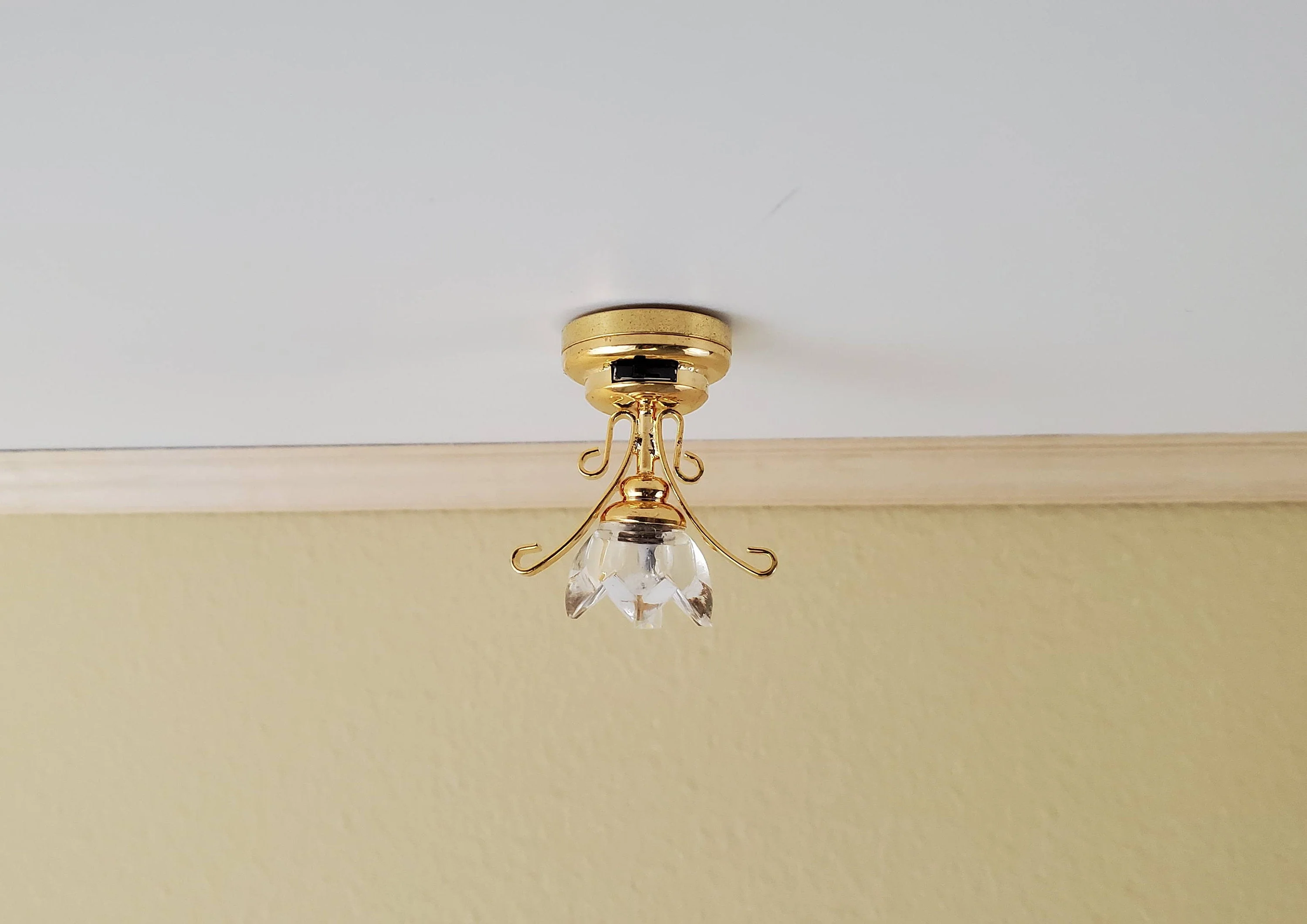 Dollhouse Miniature Battery Light Hanging Ceiling Lily Flower Lamp 1:12 Scale - Image 2