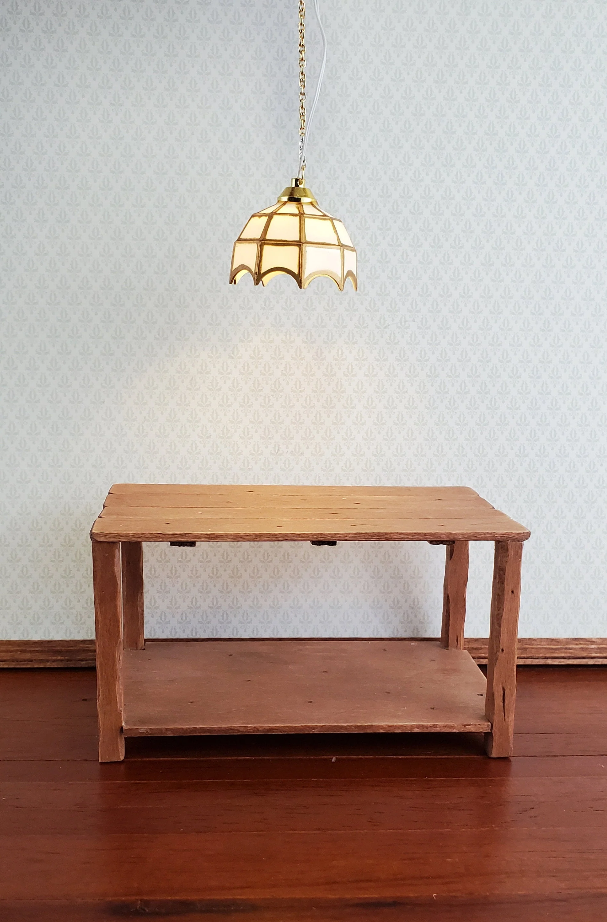 Dollhouse Miniature Battery Light Hanging Ceiling White Gold 1:12 Scale - Image 3