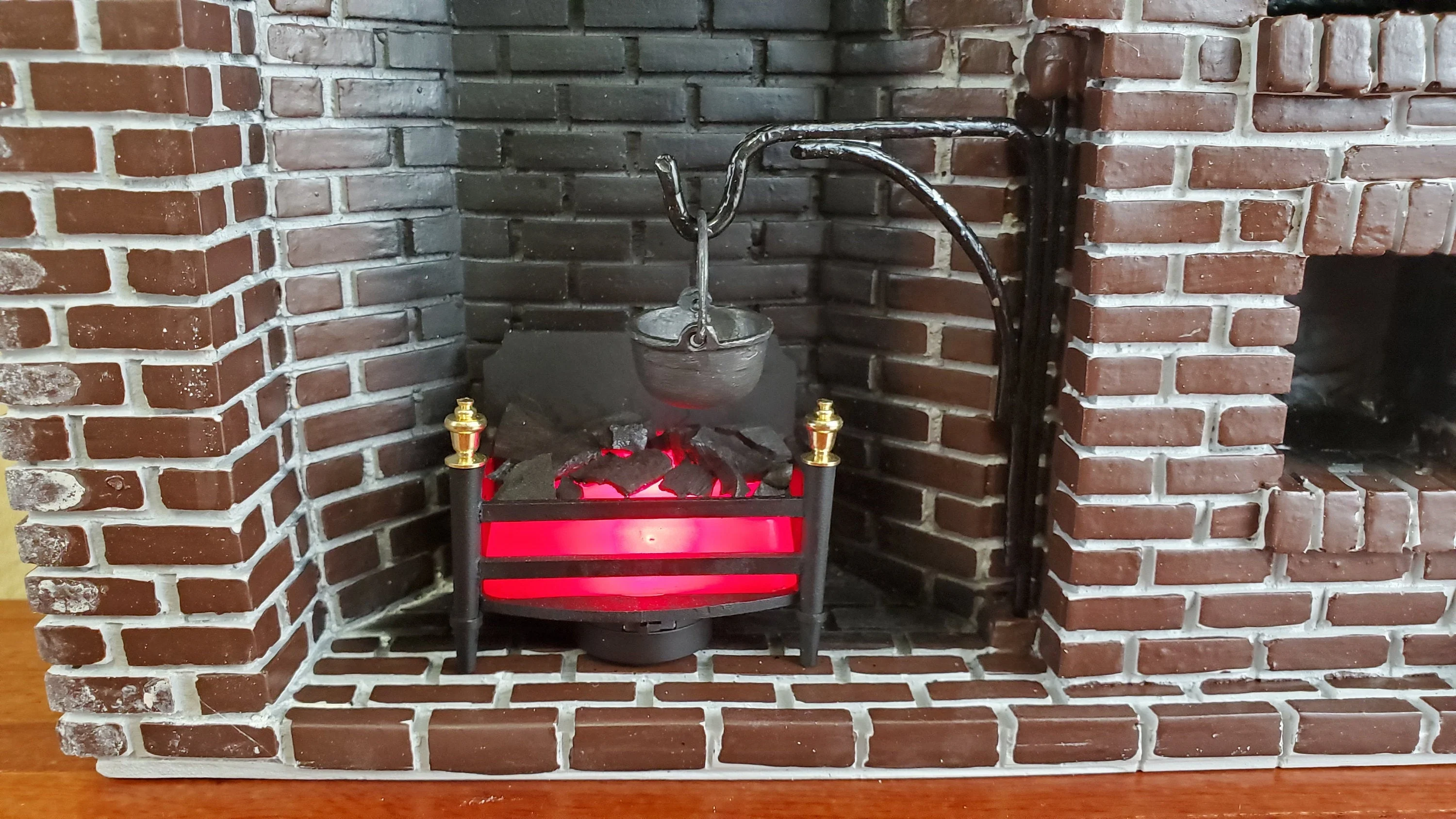 Dollhouse Miniature Battery Lit Fire Basket Fireplace Insert Coals 1:12 Scale - Image 4