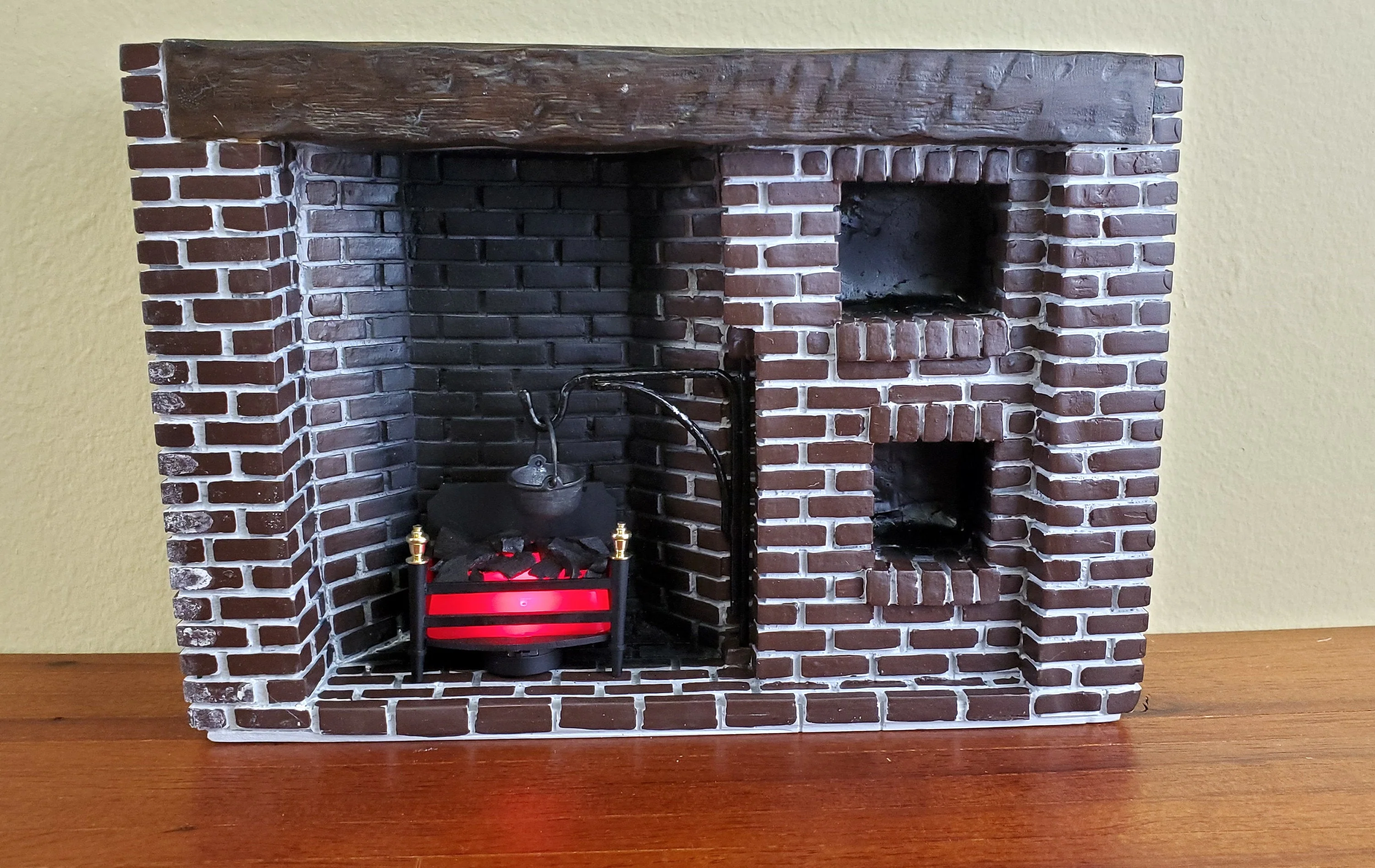Dollhouse Miniature Battery Lit Fire Basket Fireplace Insert Coals 1:12 Scale - Image 5