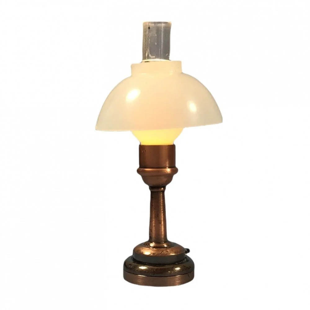 Dollhouse Miniature LED Battery Table Lamp Large 1:12 or 1/6 Scale Vintage Style
