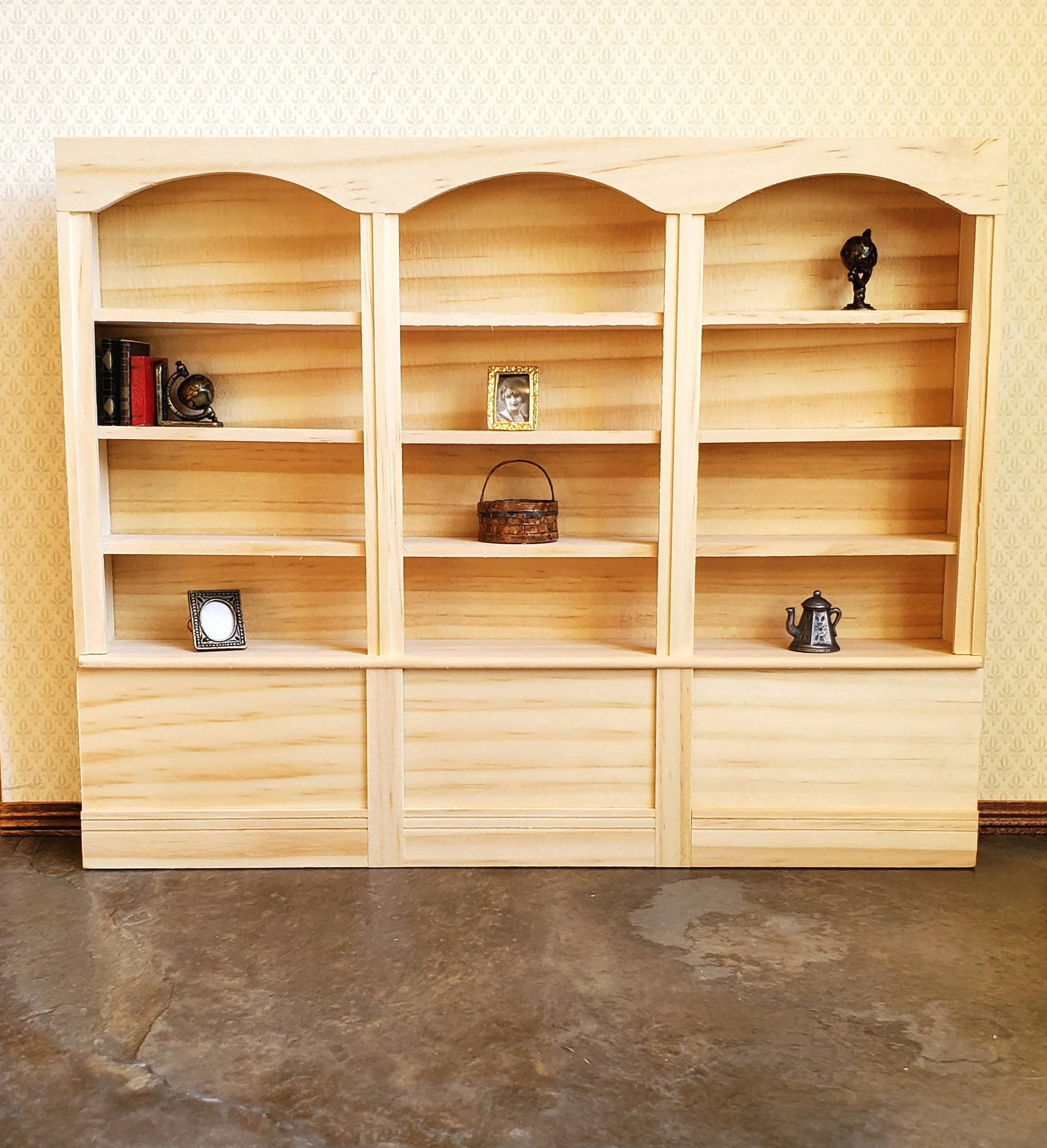 Dollhouse Library Bookcase or Shop Shelves 3 Bay 1:12 Scale Furniture Unpainted - Image 3