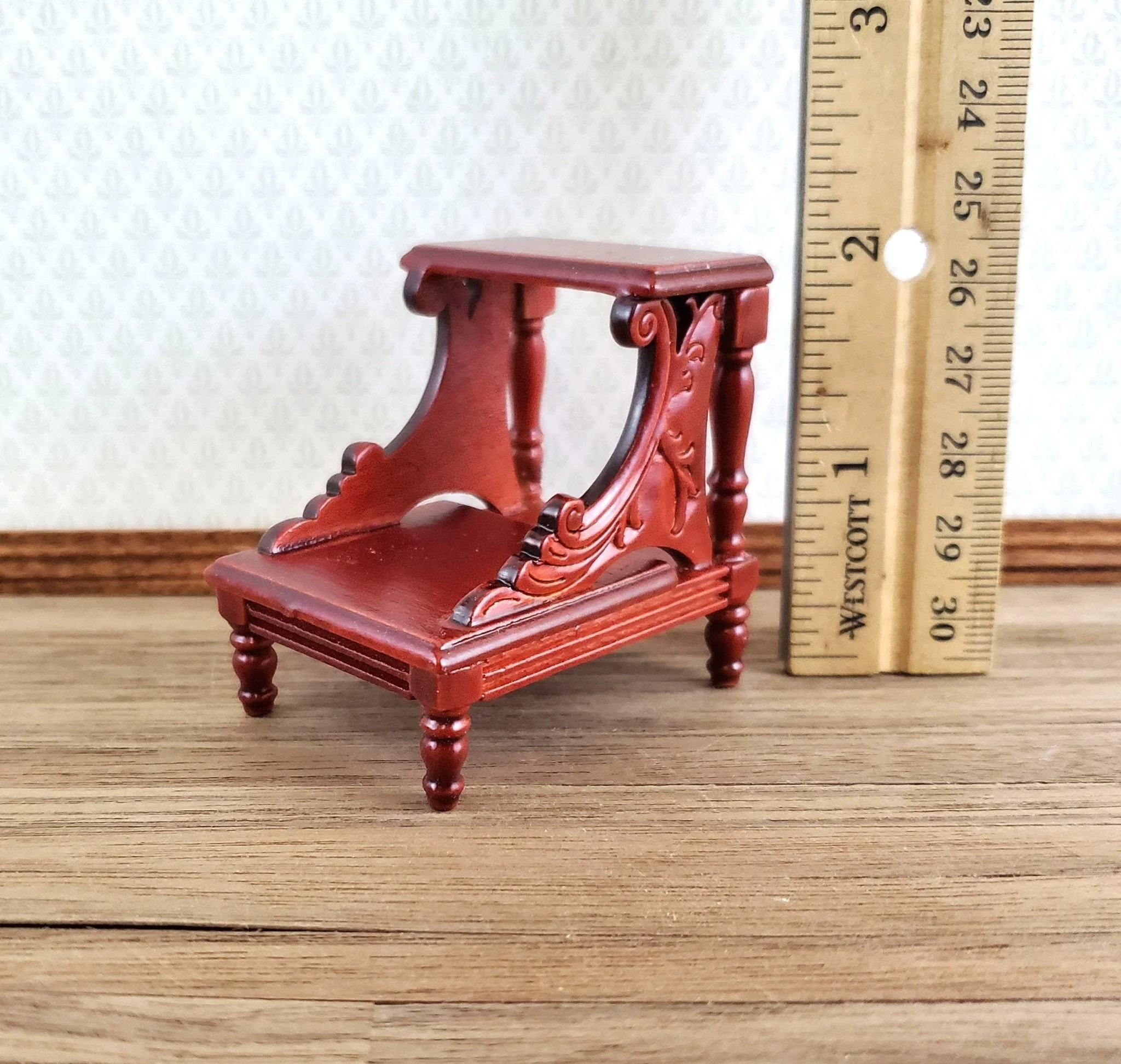 Dollhouse Miniature Library or Bed Steps 1:12 Scale Wood Mahogany Finish - Image 3