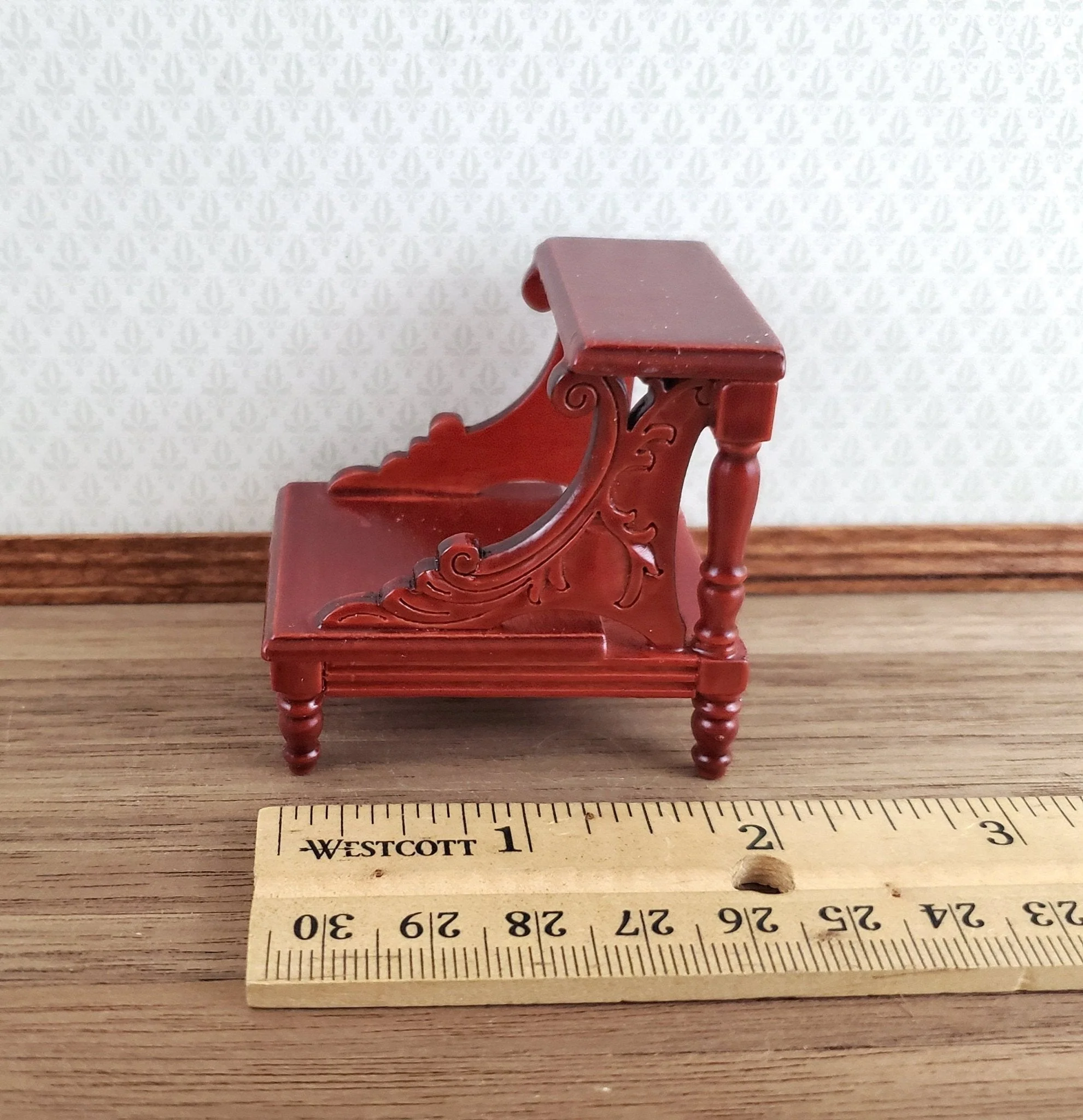 Dollhouse Miniature Library or Bed Steps 1:12 Scale Wood Mahogany Finish - Image 4