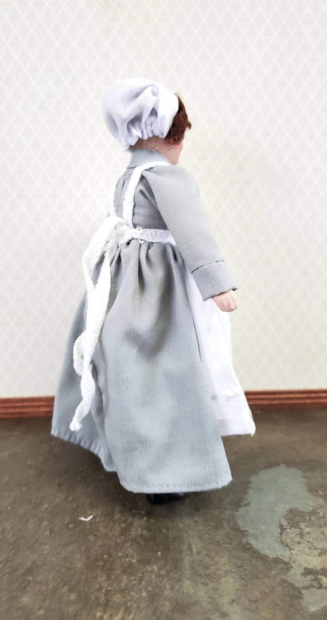 Dollhouse Miniature Maid Cook Housekeeper Doll Porcelain Poseable 1:12 Scale - Image 2