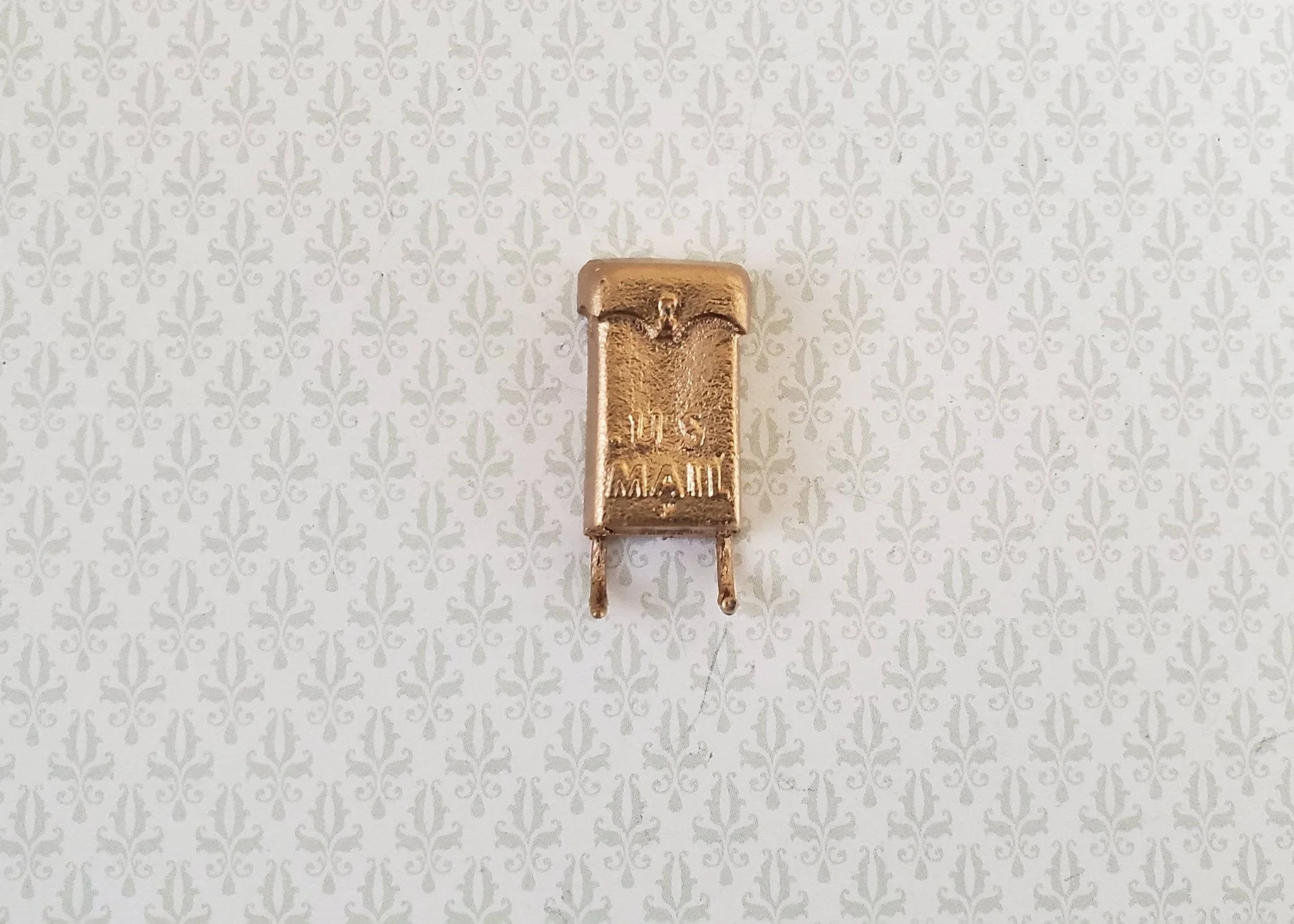 Dollhouse Miniature Mailbox Gold with Newspaper Hooks 1:12 Scale Accessory - Image 2