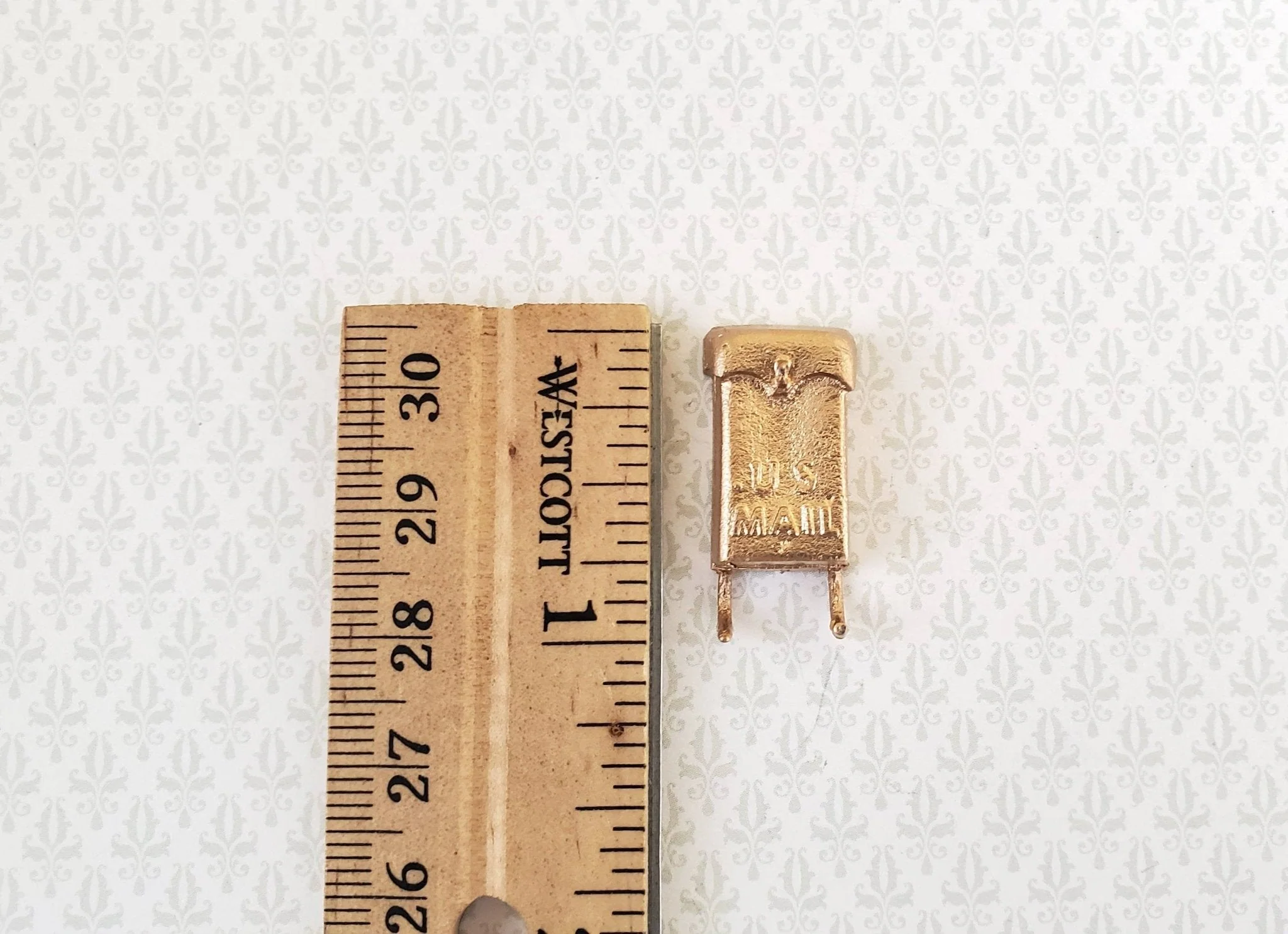 Dollhouse Miniature Mailbox Gold with Newspaper Hooks 1:12 Scale Accessory - Image 3