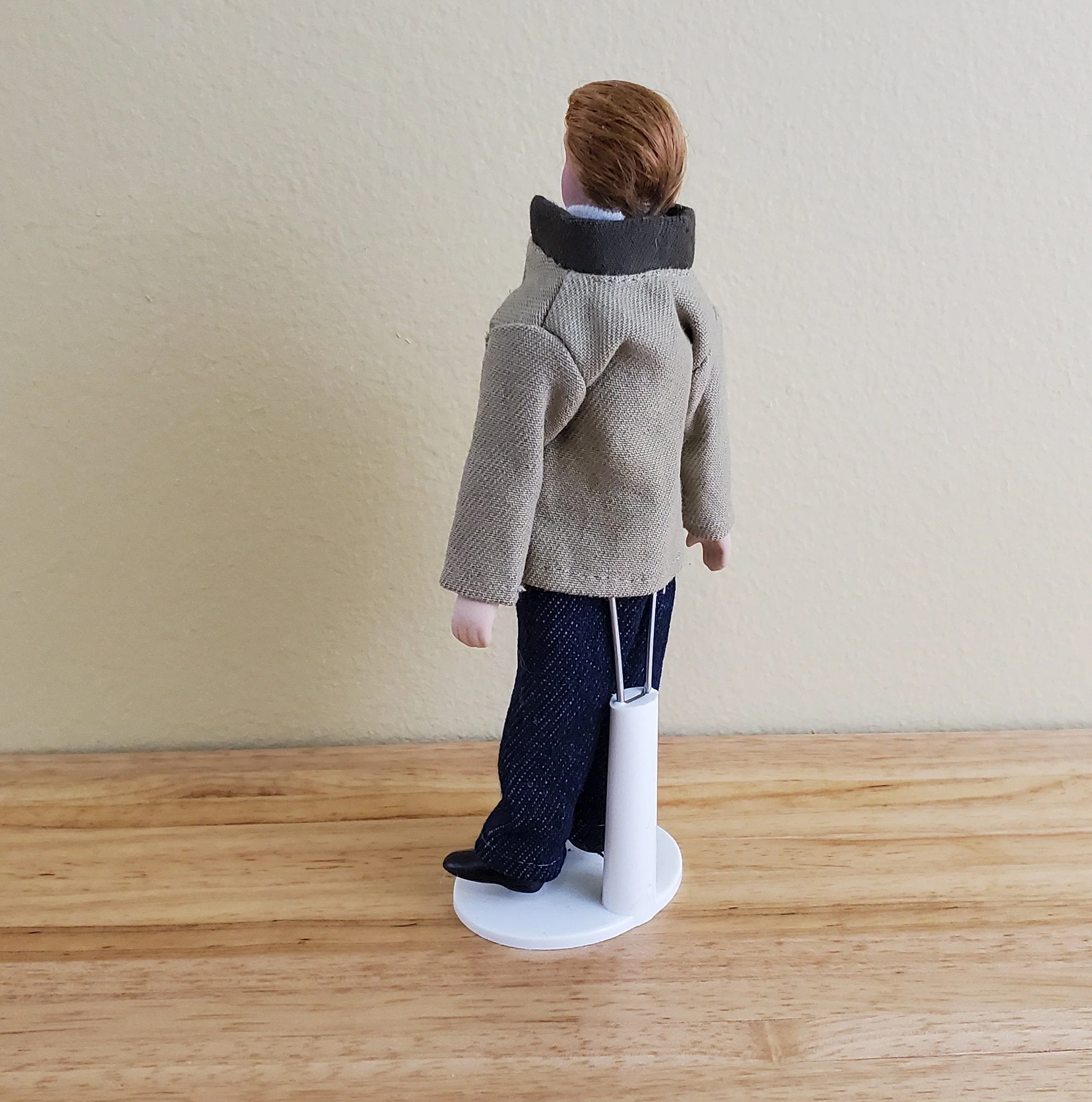 Dollhouse Miniature Man Modern Doll Porcelain Dad Father 1:12 Scale Poseable - Image 3