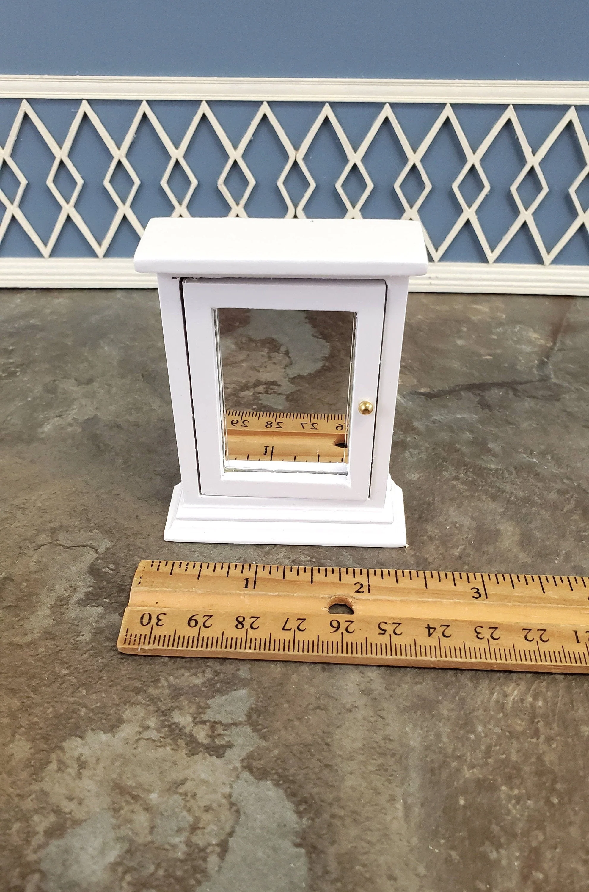 Dollhouse Miniature Medicine Cabinet Hanging White Shelf with Mirror 1:12 Scale Bathroom - Image 4
