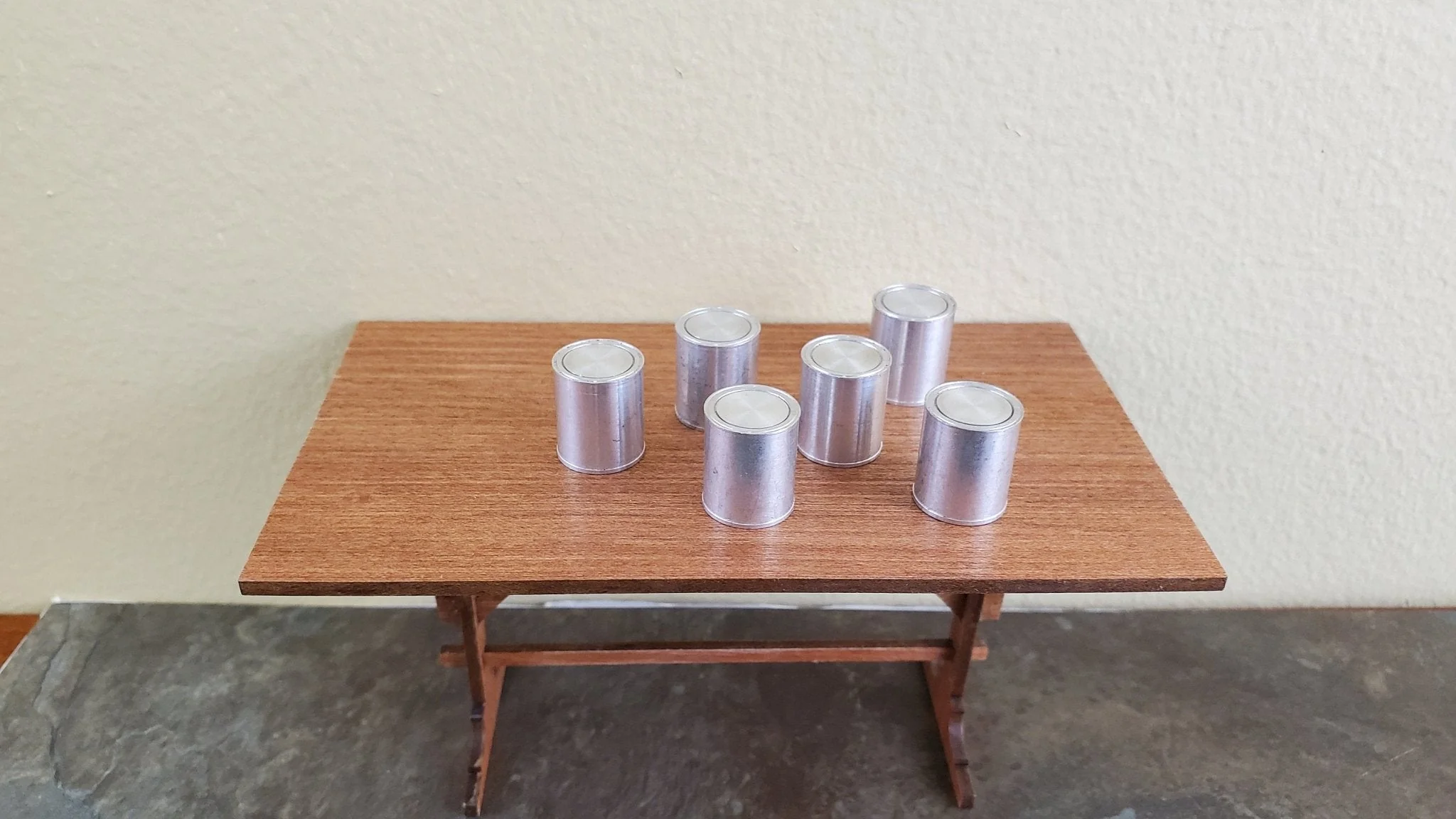 Dollhouse Miniature Metal Cans Large x6 with Removable Lid Grocery Store 1:12 Scale - Image 2