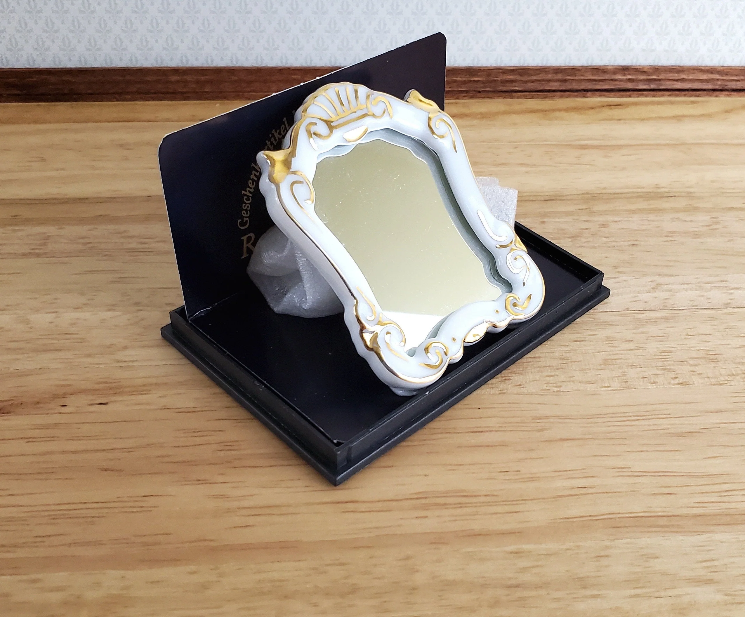 Dollhouse Miniature Mirror Reutter Porcelain White & Gold 1:12 Scale - Image 3