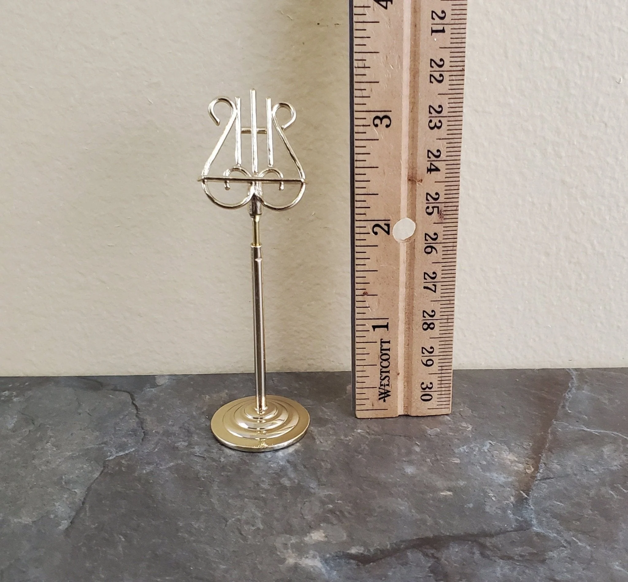 Dollhouse Miniature Music Stand Adjustable Brass Gold Metal 1:12 Scale - Image 3