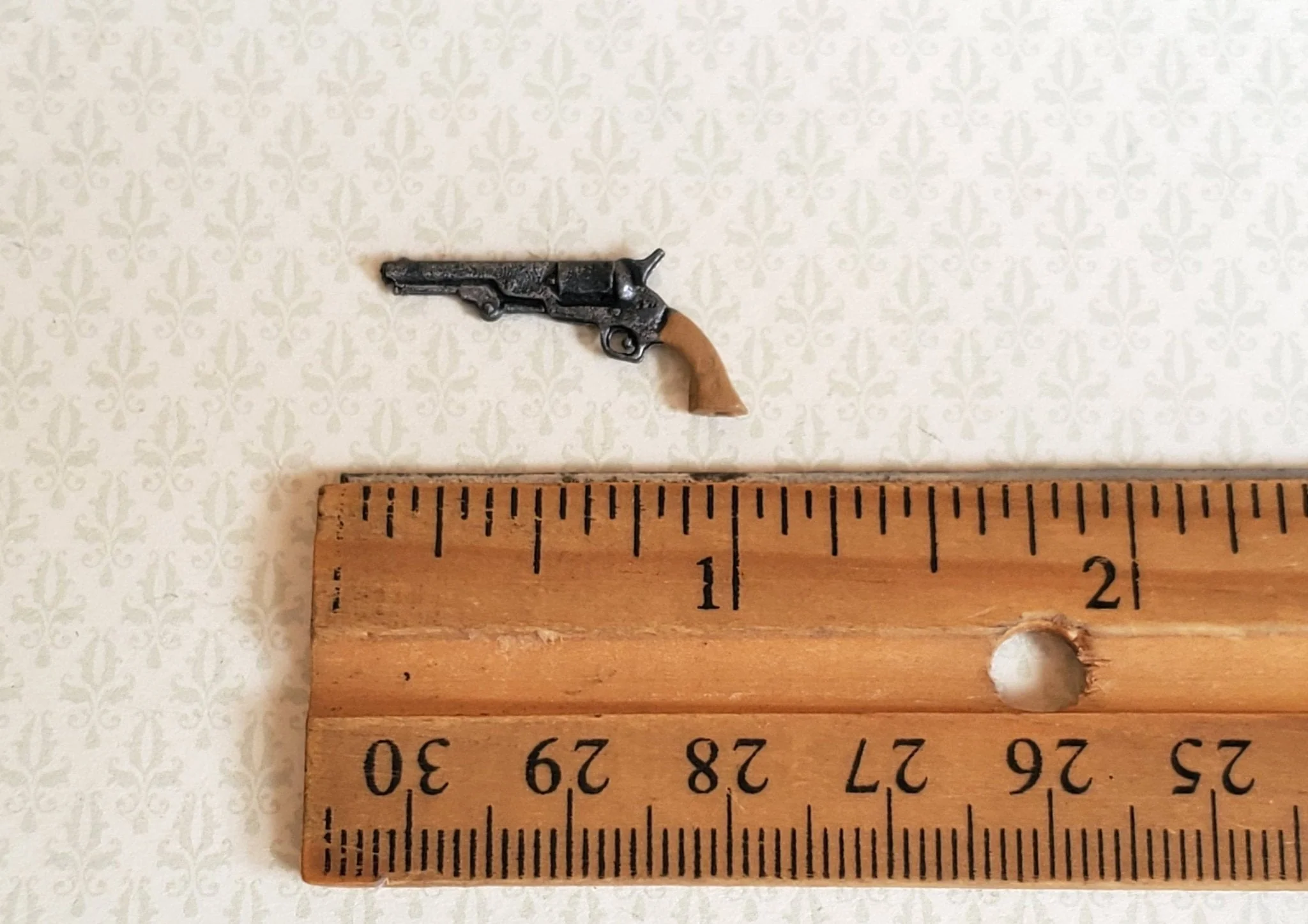 Dollhouse Miniature Navy Colt Handgun Revolver 1:12 Scale Painted Metal Prop - Image 2