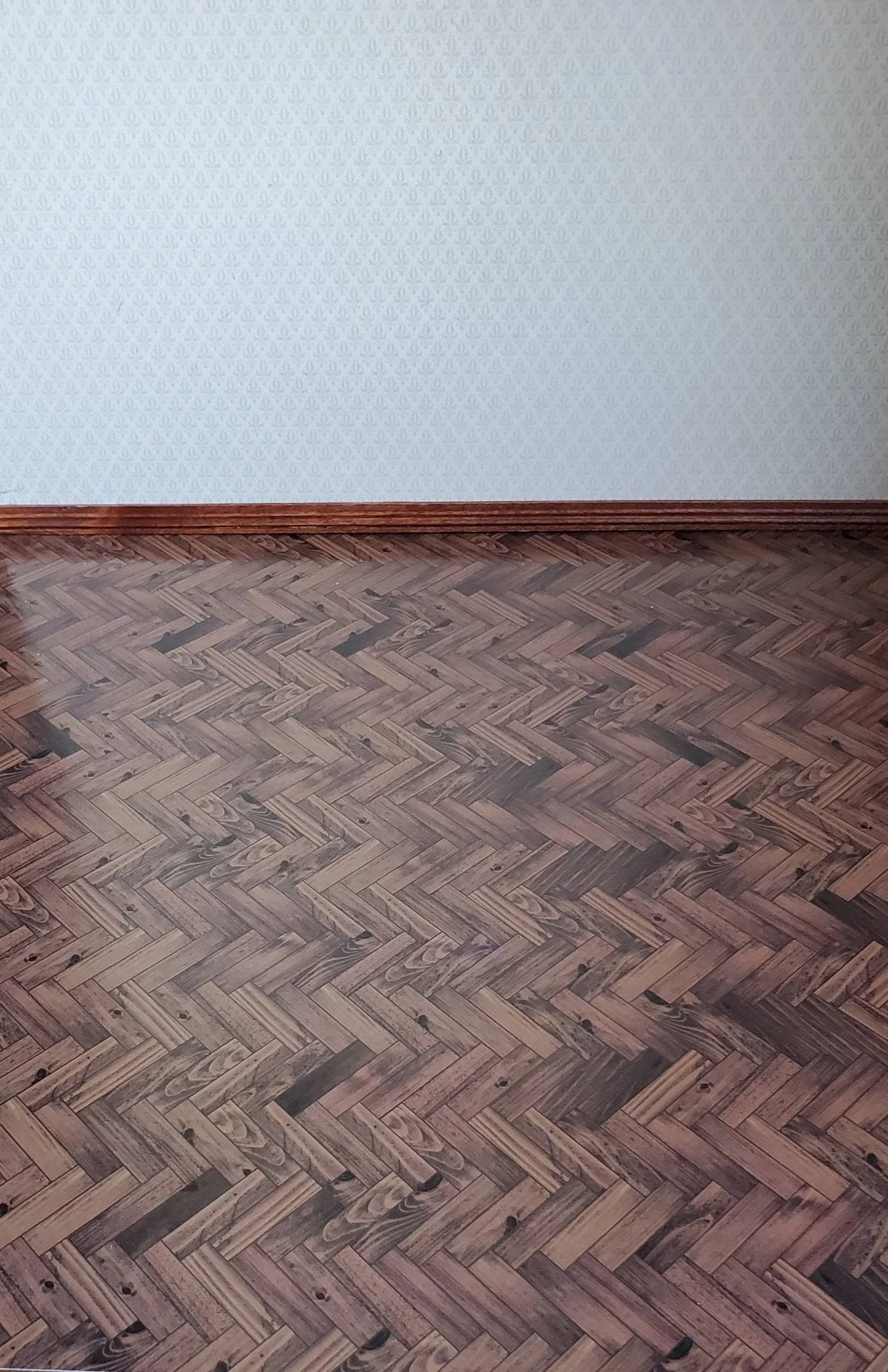 Dollhouse Miniature Parquet Wood Flooring Dark Paper Card Stock Glossy 1:12 Scale - Image 2