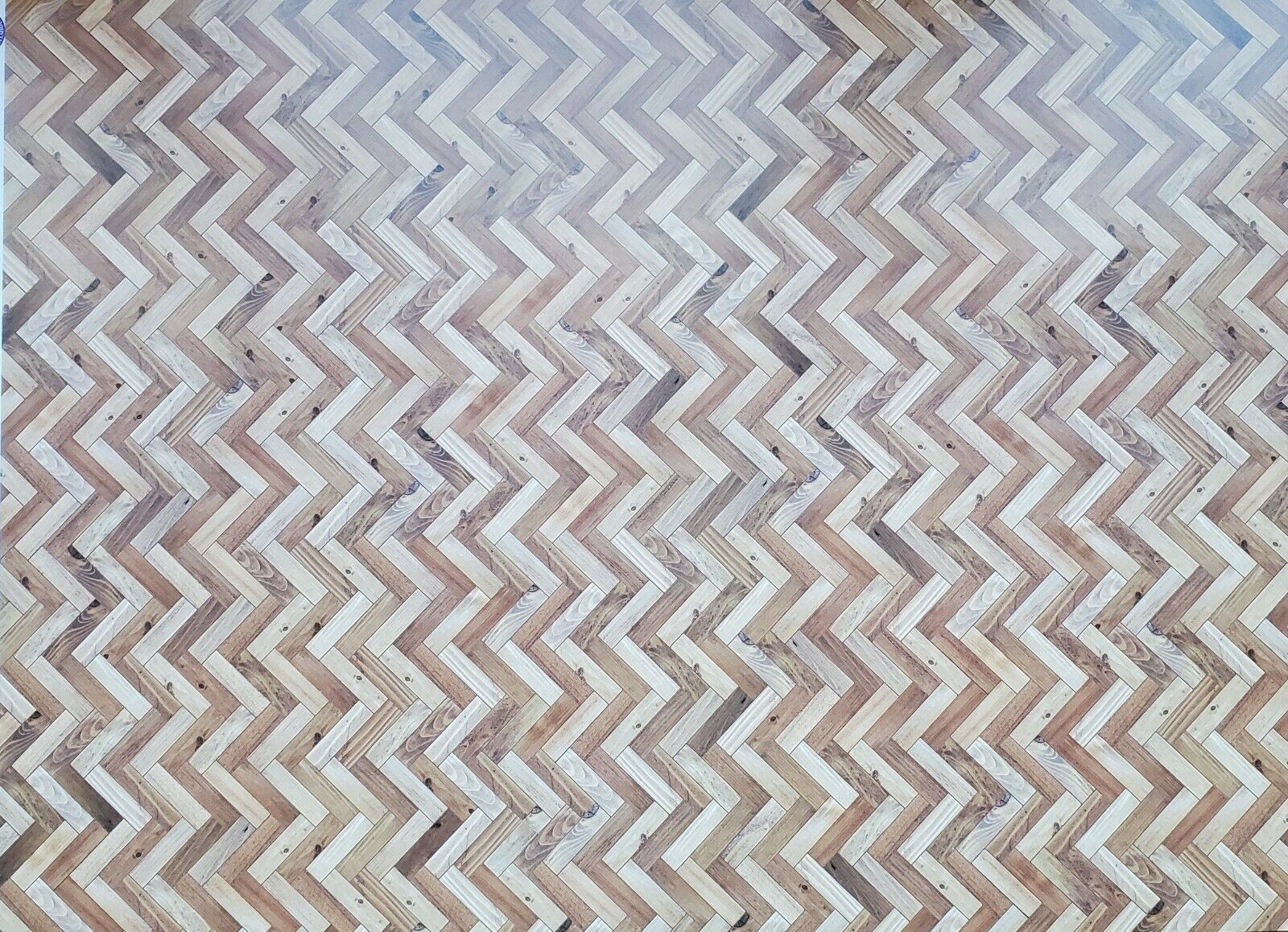 Dollhouse Miniature Parquet Wood Flooring Two Toned Paper Card Stock Glossy 1:12