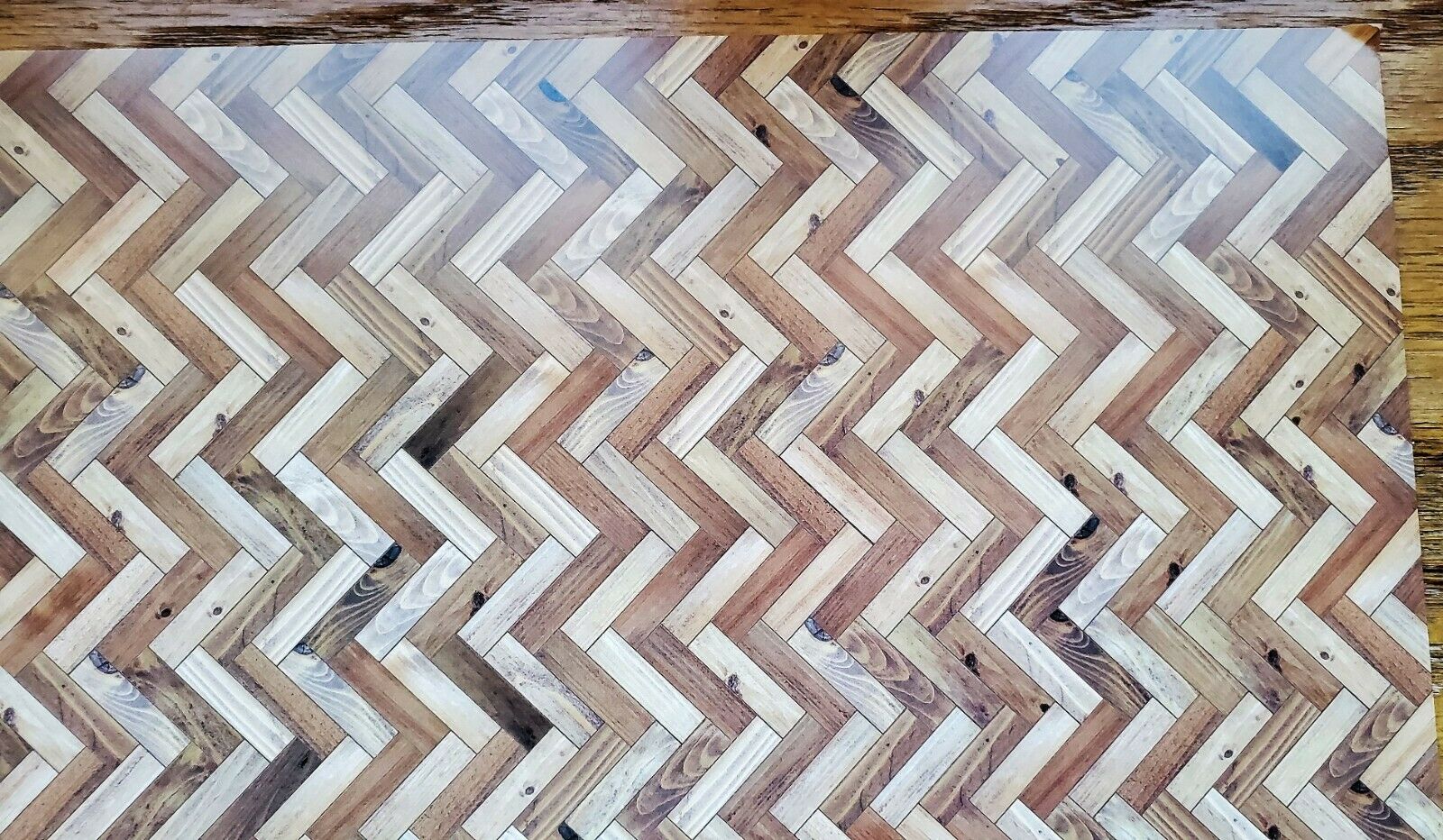 Dollhouse Miniature Parquet Wood Flooring Two Toned Paper Card Stock Glossy 1:12 - Image 2