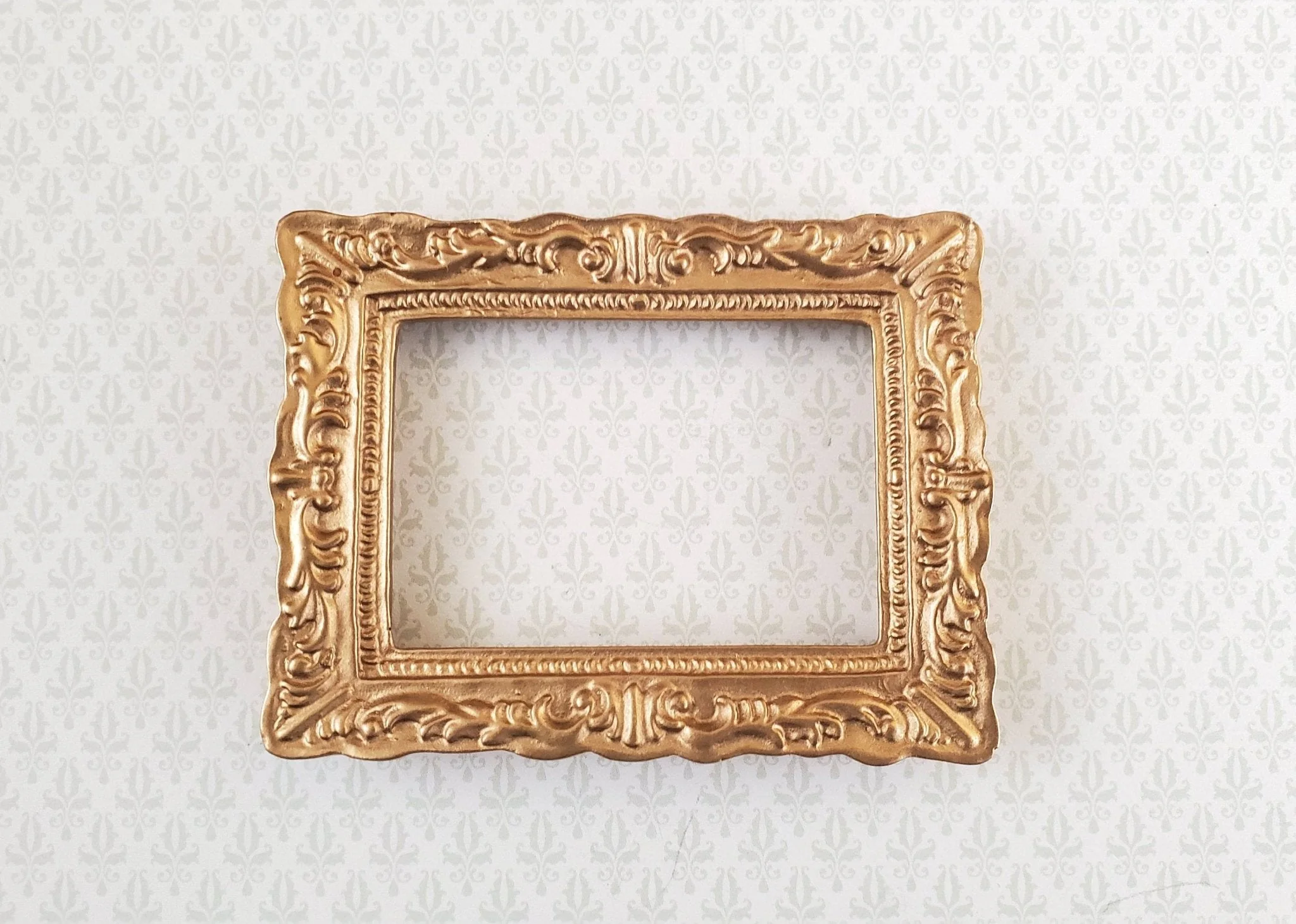Dollhouse Miniature Picture Frame Fancy Gold 1:12 Scale 2 5/8" x 2"
