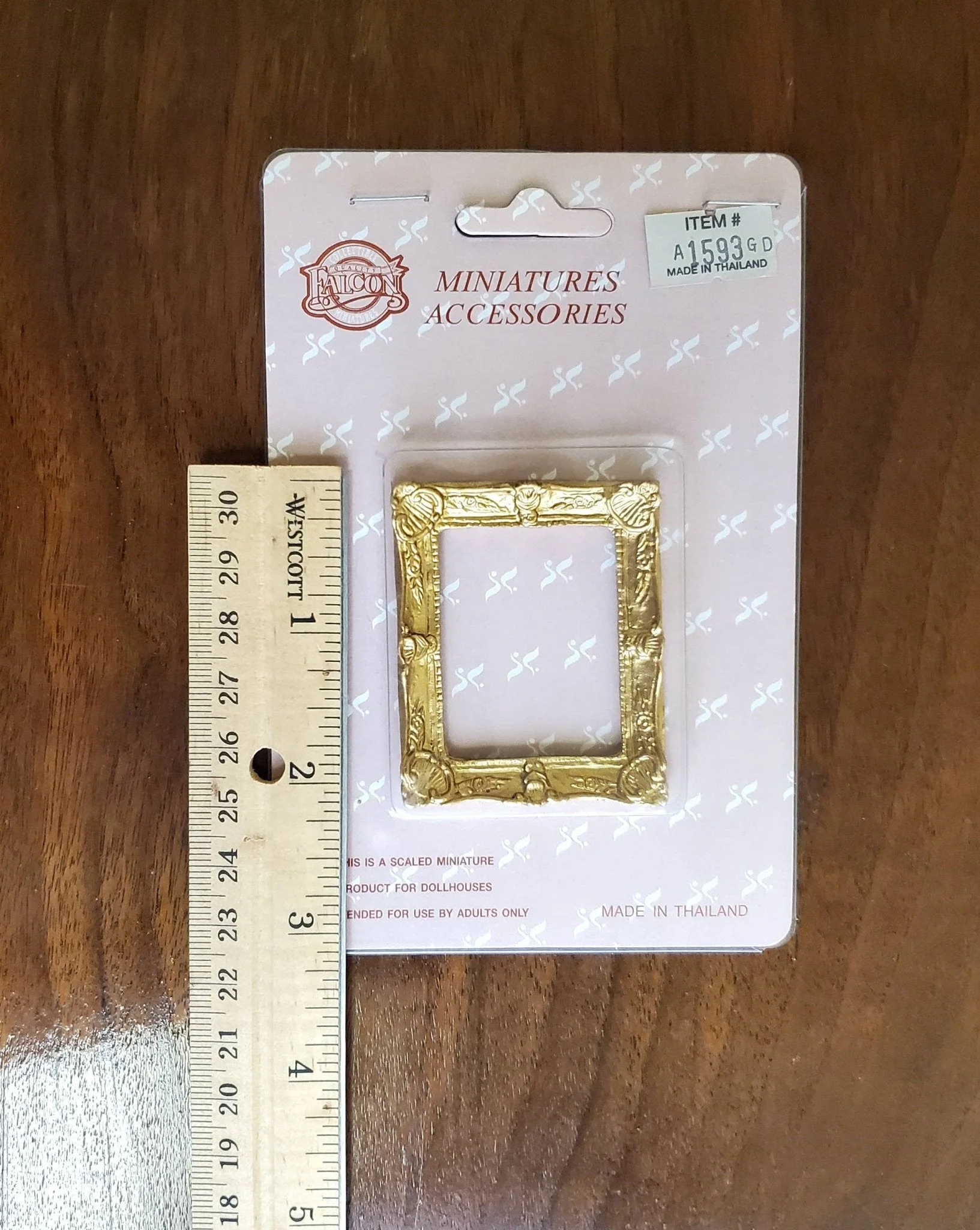 Dollhouse Miniature Picture Frame Fancy Gold for Painting 1:12 Scale 1 3/4" x 2 1/4" - Image 2