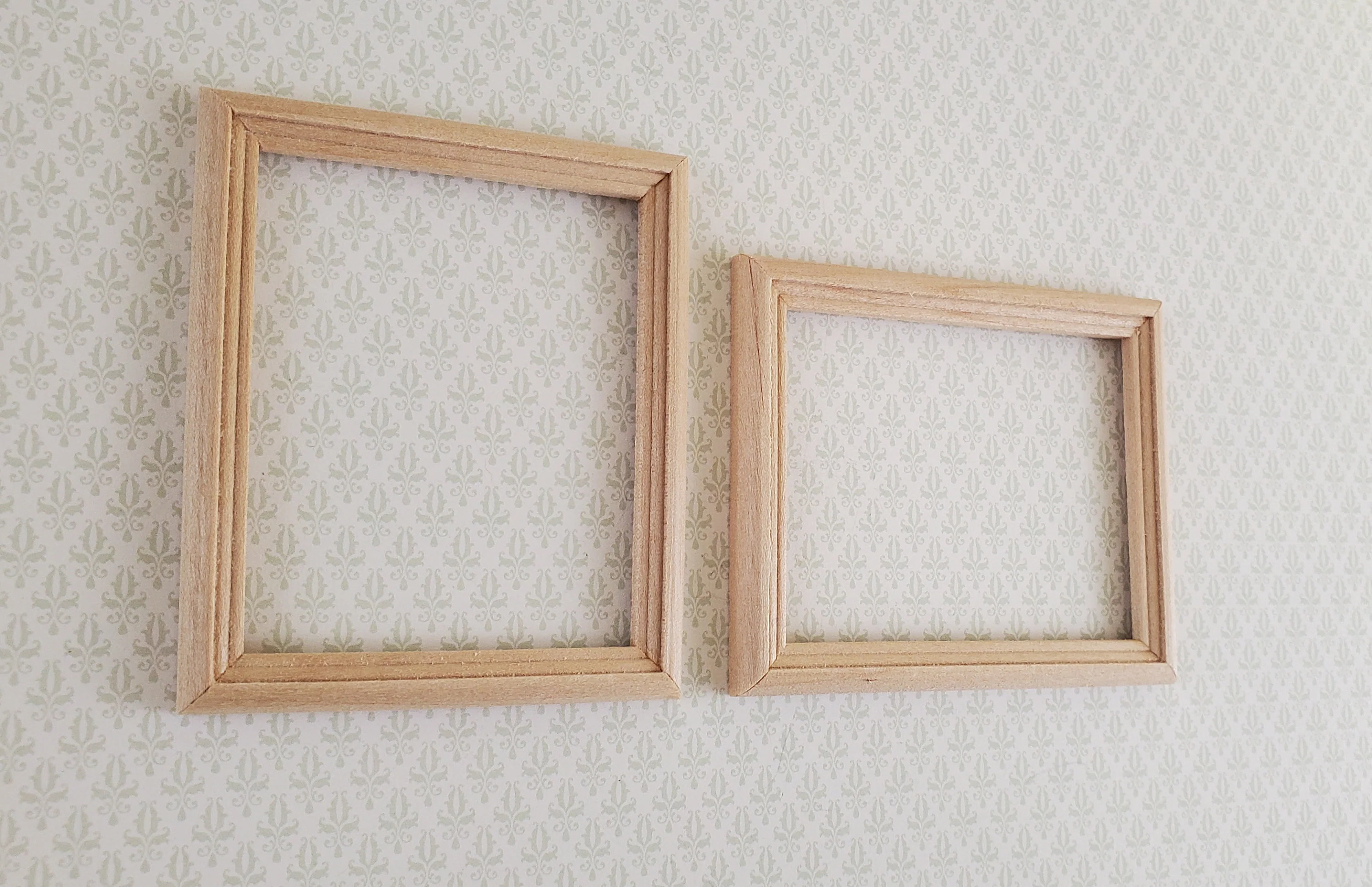 Dollhouse Miniature Picture Frame Large for Painting x2 Unpainted Wood 1:12 Scale - Image 2