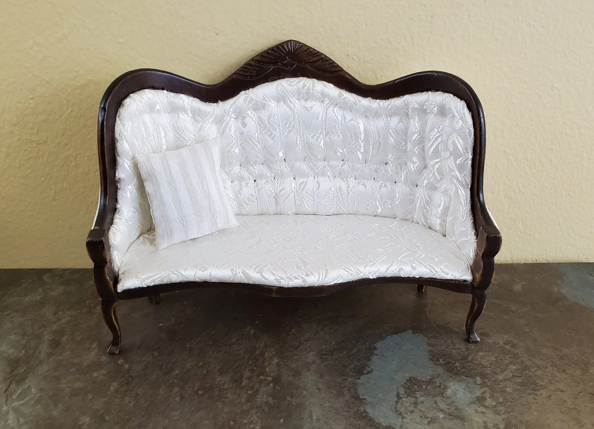 Dollhouse Miniature Pillow Ecru Striped Handmade 1:12 Scale 1 1/2" - Image 4