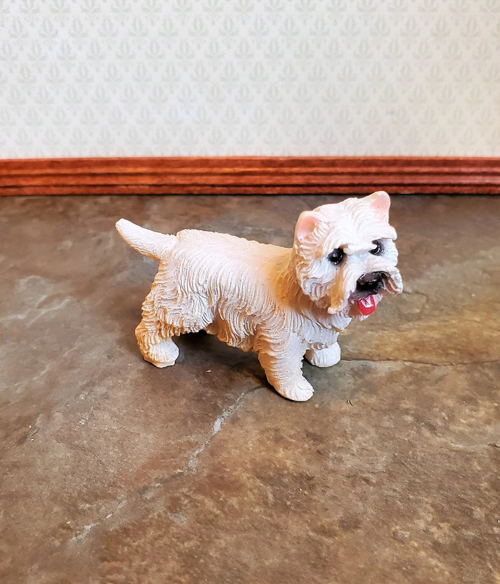 Dollhouse Miniature Puppy Dog Westie 1:12 Scale Pet West Highland Terrier Standing