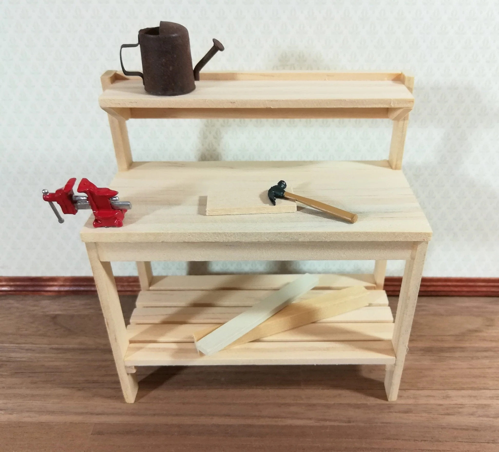 Dollhouse Miniature Red Bench Vise 1:12 Scale Tool Painted Metal - Image 2