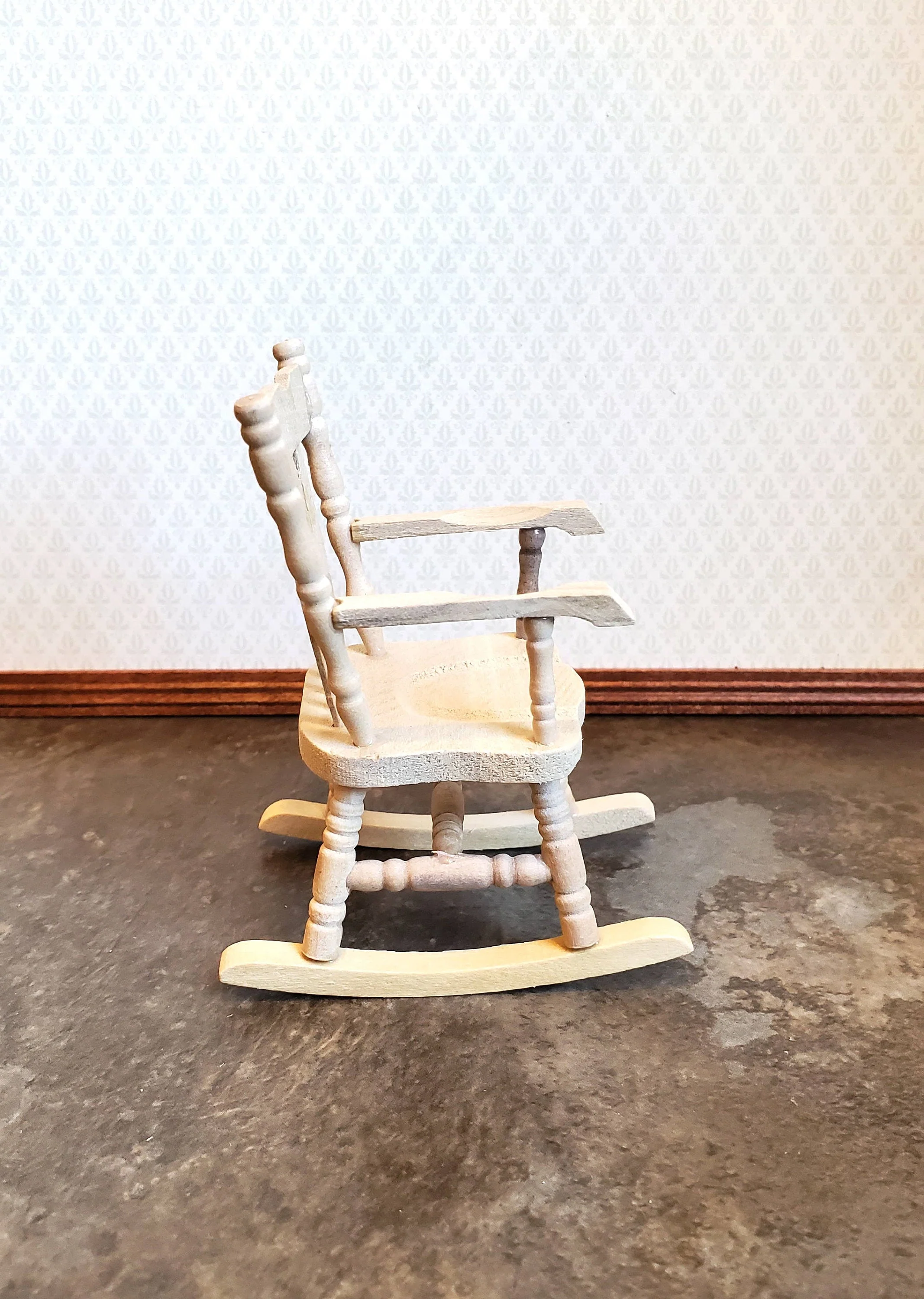 Dollhouse Rocking Chair 1:12 Scale Miniature Furniture Unpainted Wood - Image 3