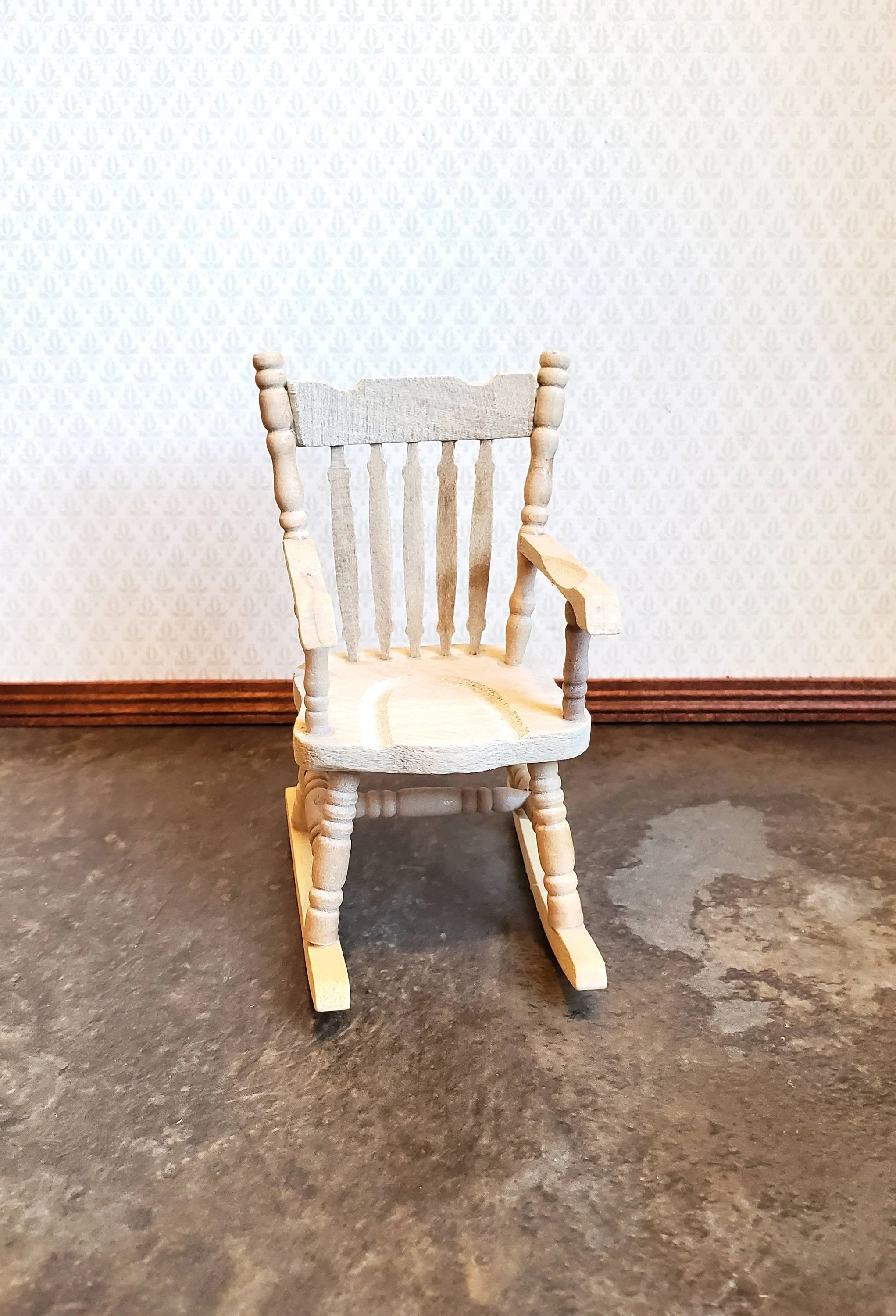 Dollhouse Rocking Chair 1:12 Scale Miniature Furniture Unpainted Wood - Image 4