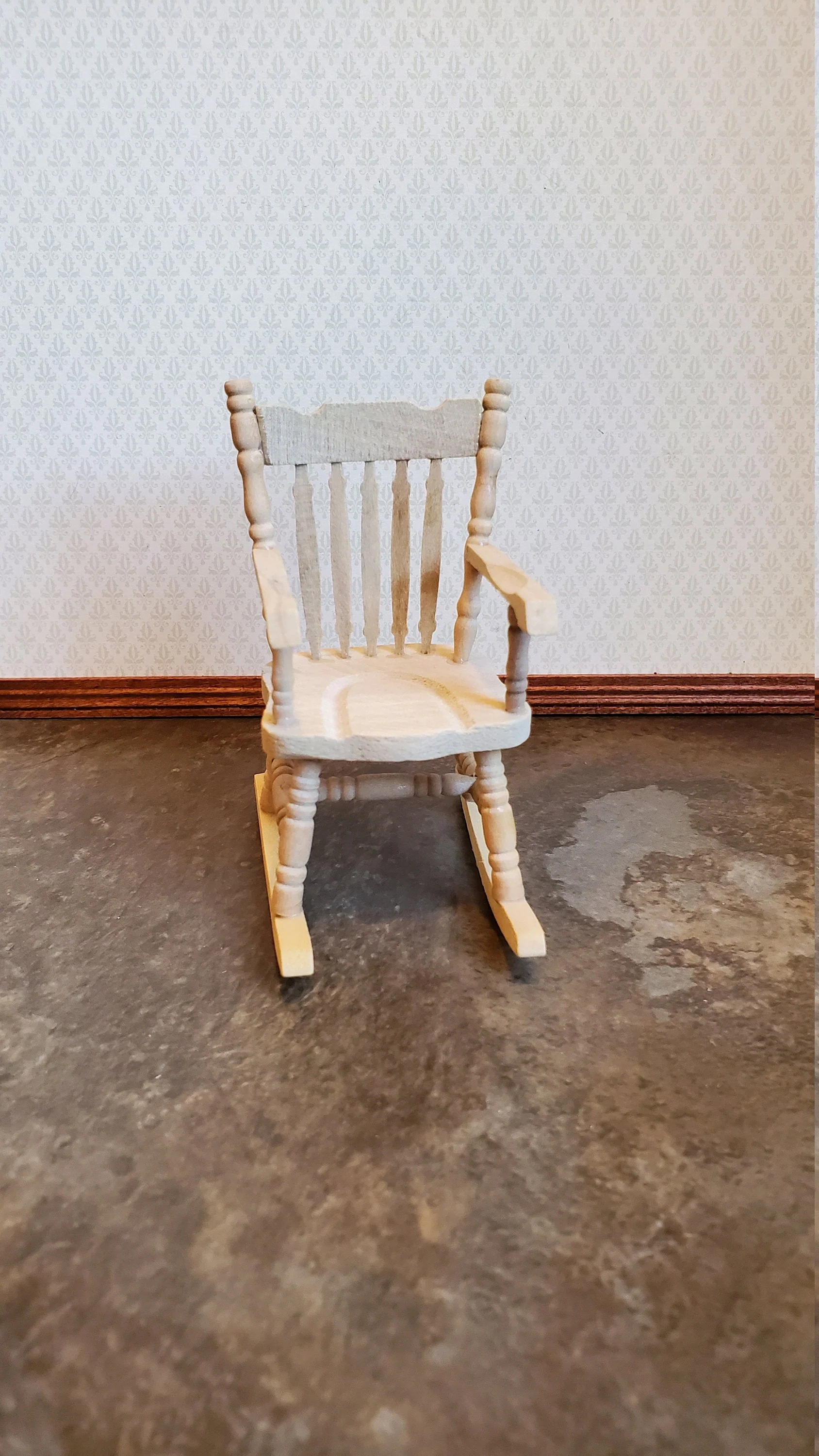 Dollhouse Rocking Chair 1:12 Scale Miniature Furniture Unpainted Wood - Image 5
