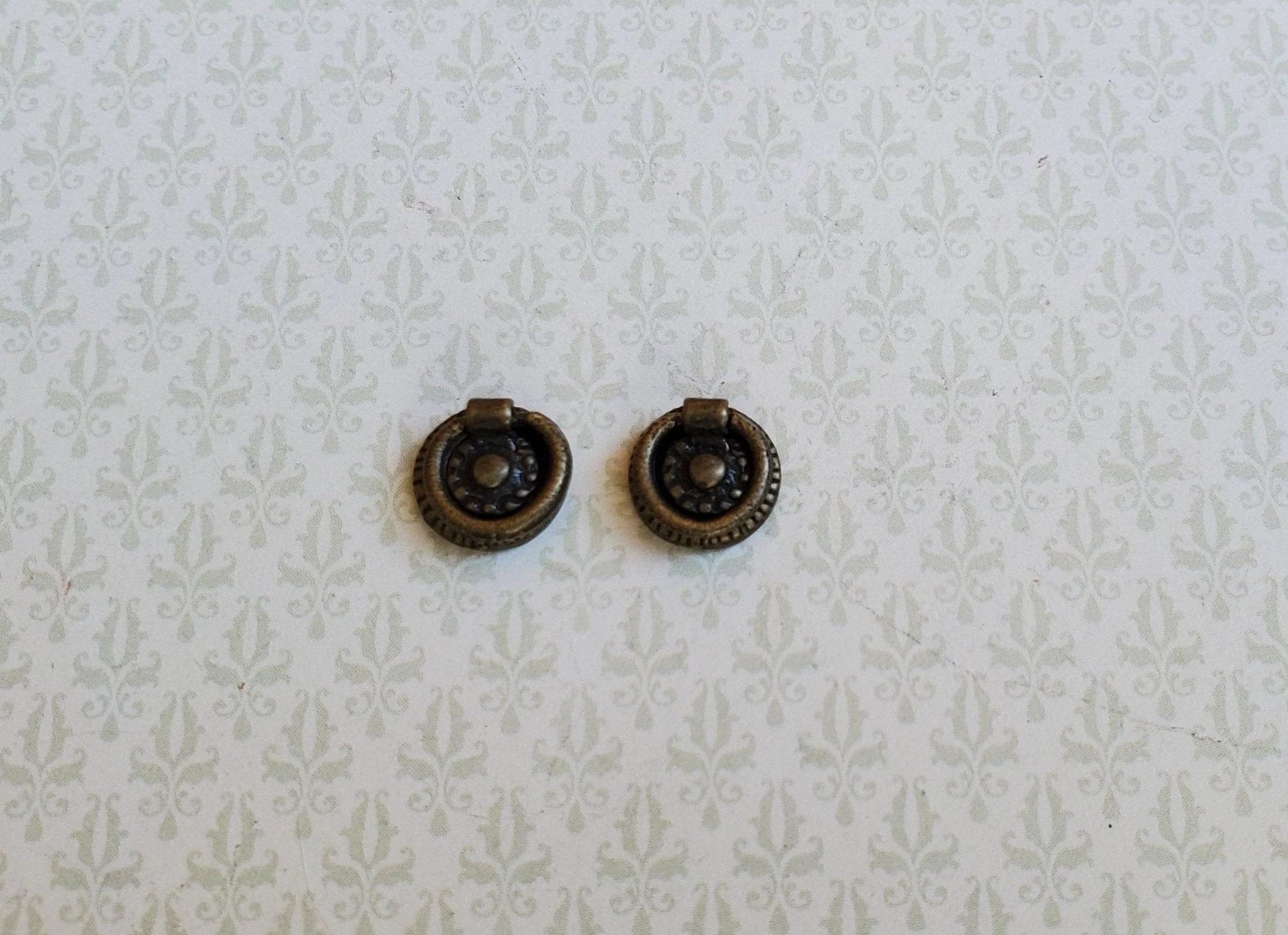 Dollhouse Miniature Round Drawer Pulls with Round Handle 1:12 Scale Antique Bronze