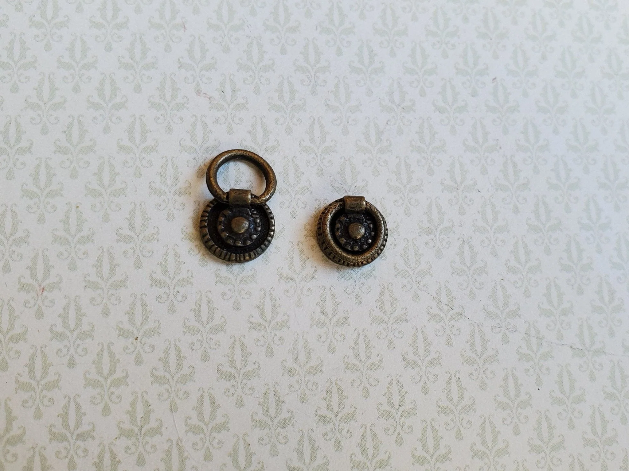 Dollhouse Miniature Round Drawer Pulls with Round Handle 1:12 Scale Antique Bronze - Image 3