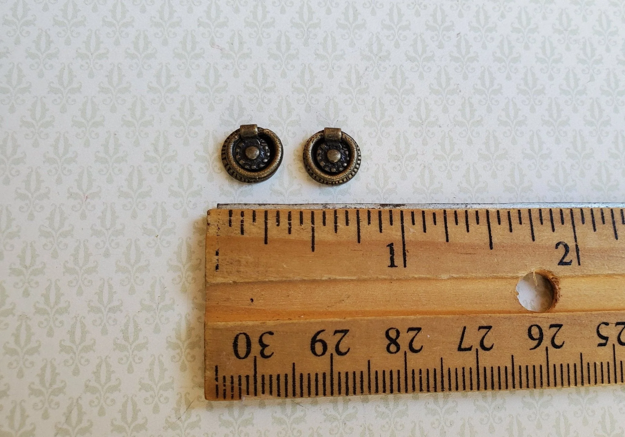 Dollhouse Miniature Round Drawer Pulls with Round Handle 1:12 Scale Antique Bronze - Image 4