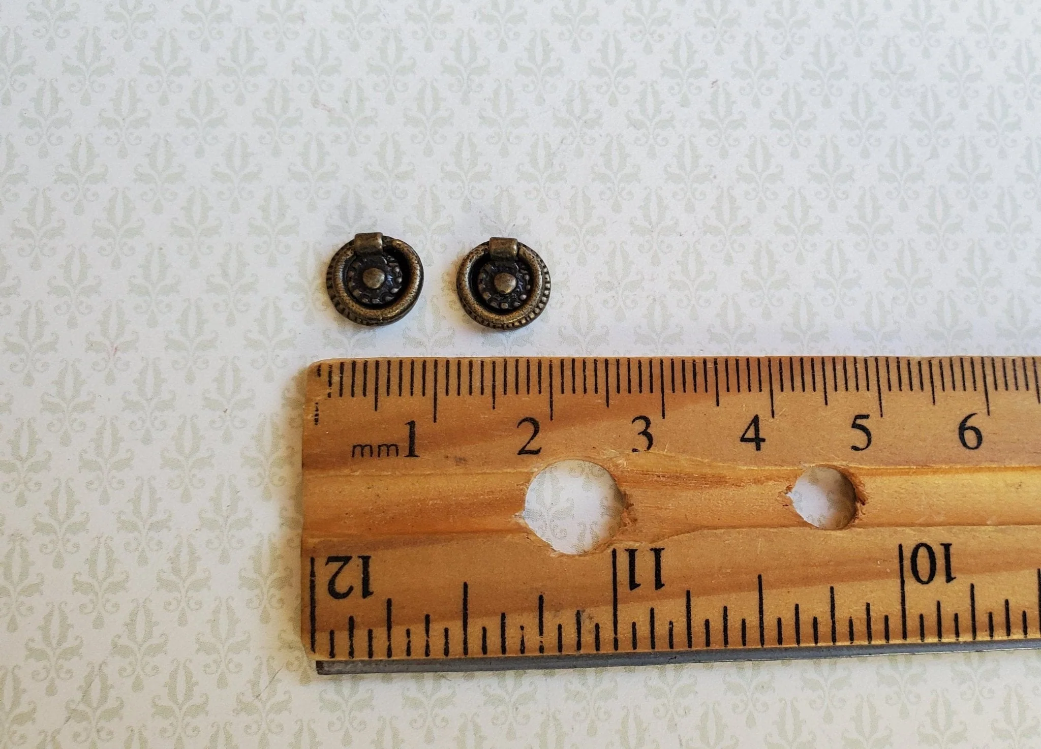 Dollhouse Miniature Round Drawer Pulls with Round Handle 1:12 Scale Antique Bronze - Image 5