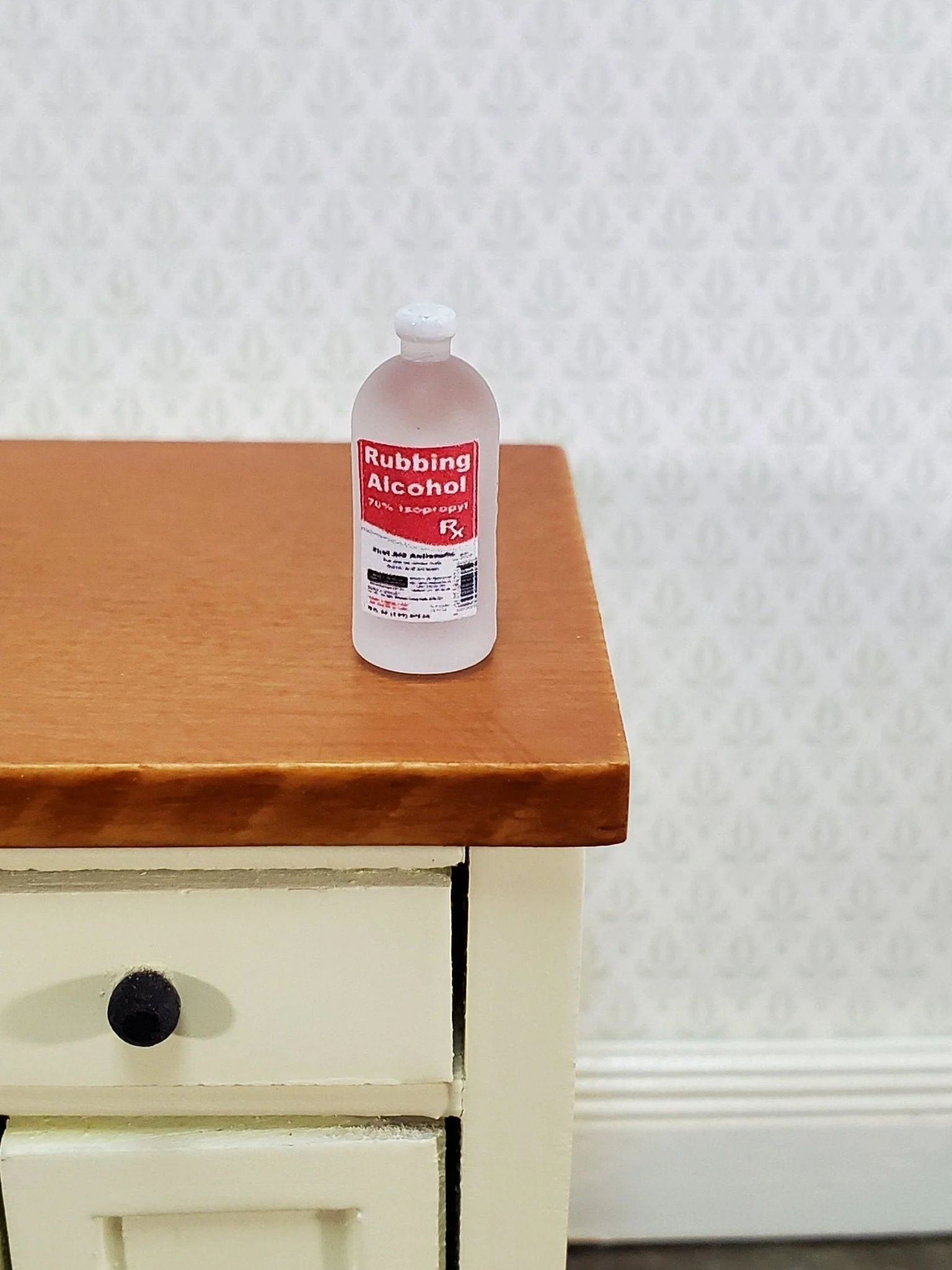 Dollhouse Miniature Rubbing Alcohol Bottle Modern Style 1:12 Scale Medicine