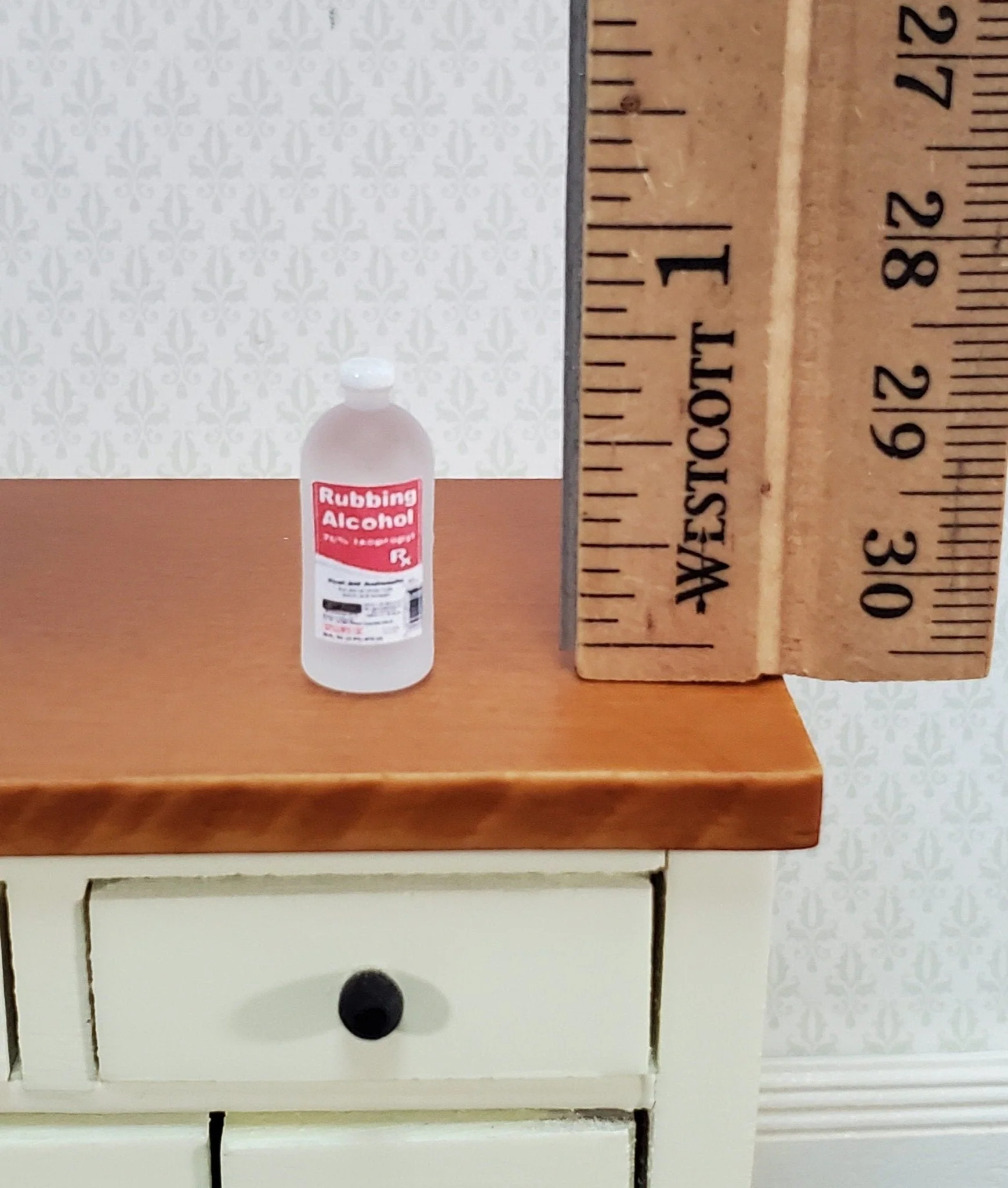 Dollhouse Miniature Rubbing Alcohol Bottle Modern Style 1:12 Scale Medicine - Image 2
