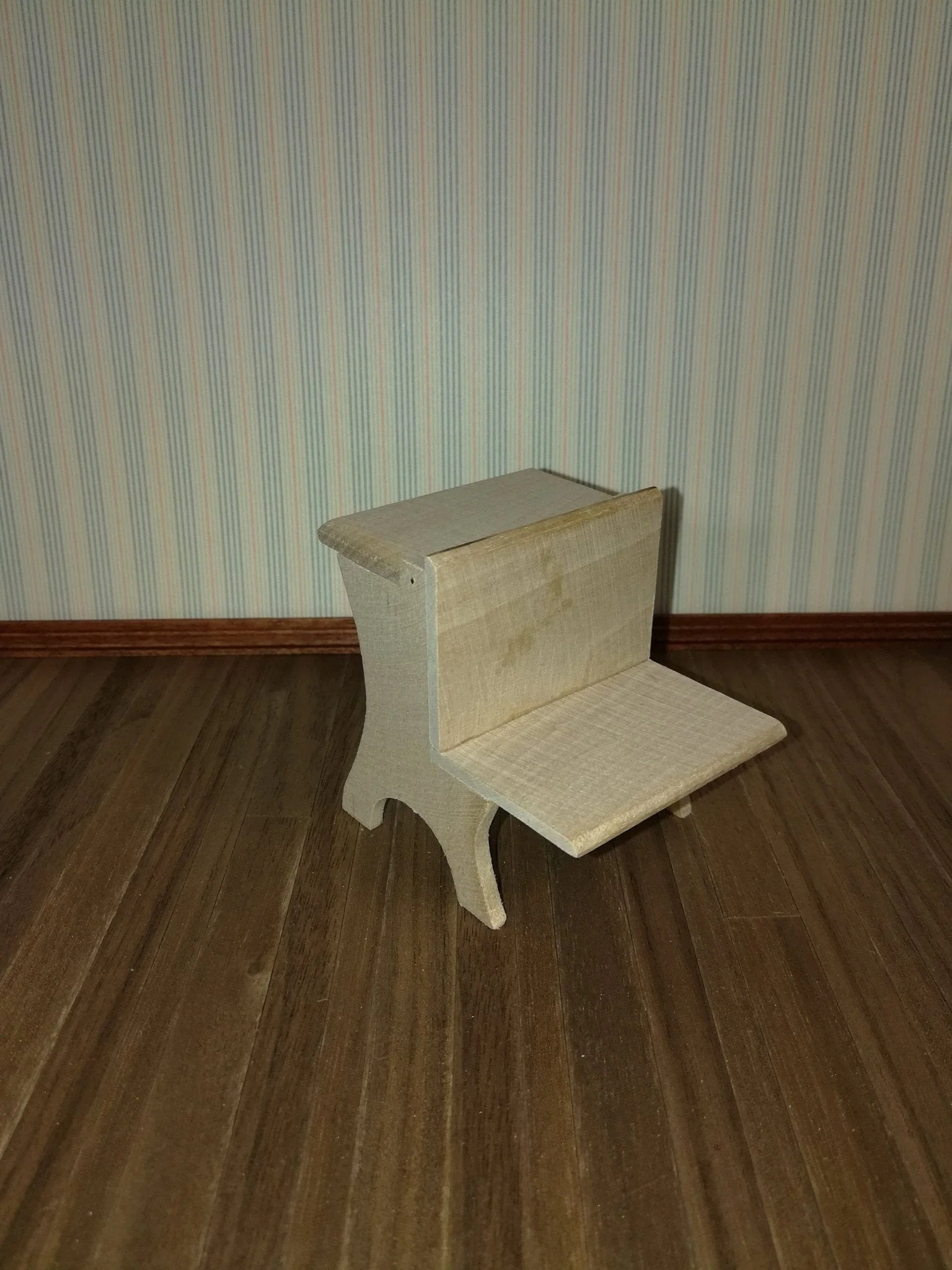 Dollhouse School Desk Unpainted Wood Vintage Style 1:12 Scale Miniature Furniture - Image 3