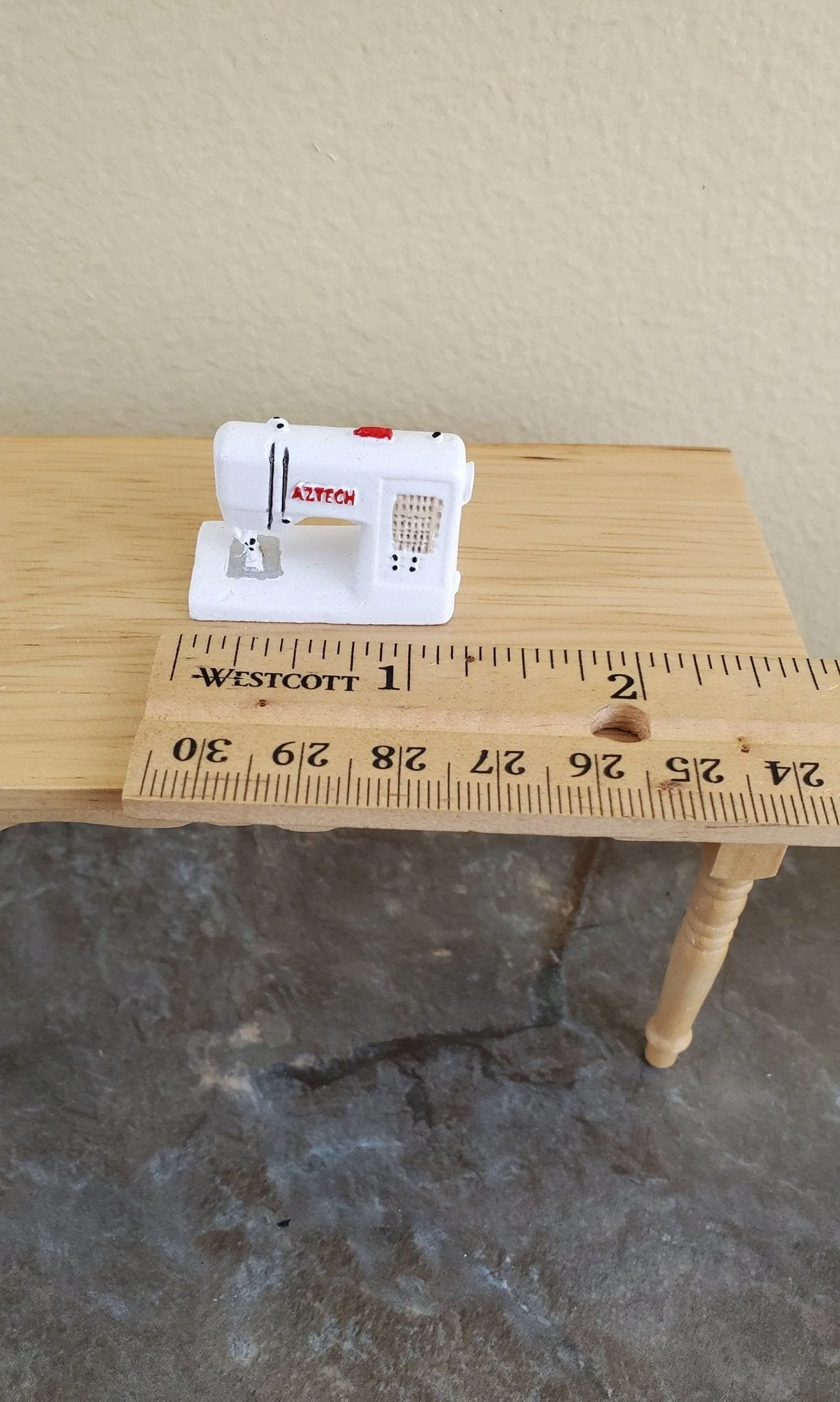 Dollhouse Miniature Sewing Machine Modern Style White 1:12 Scale - Image 4