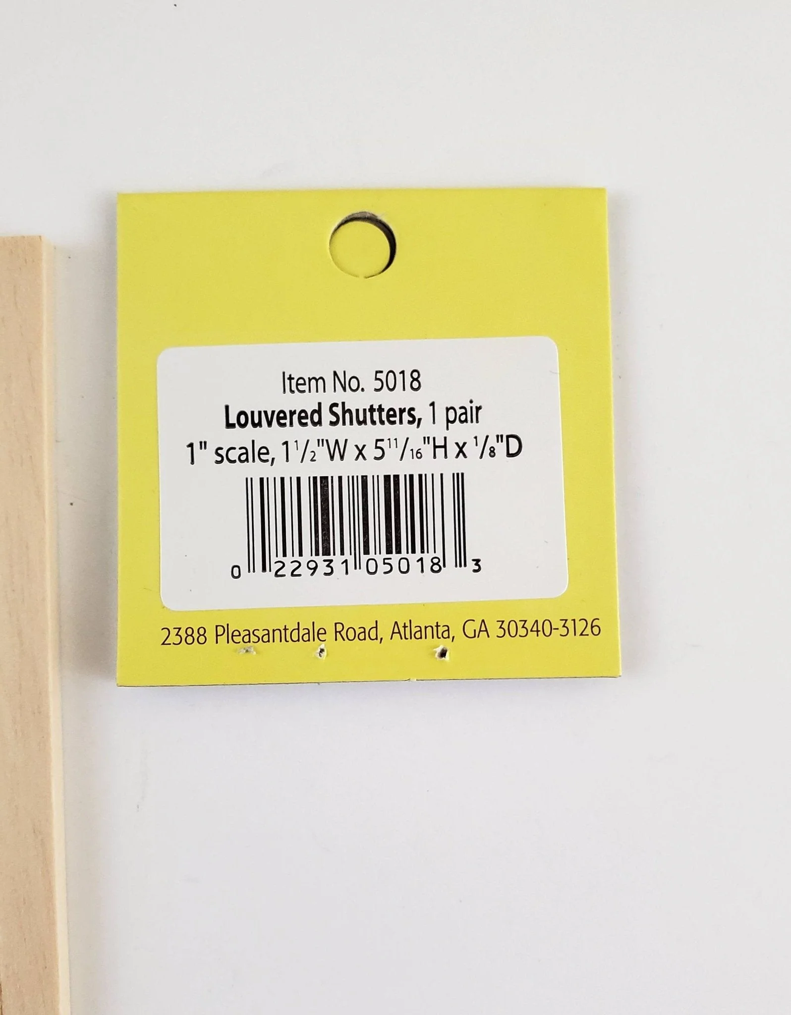 Dollhouse Miniature Shutters Louvered 1 Pair Wood 1:12 Scale 5 11/16" Houseworks #5018 - Image 2